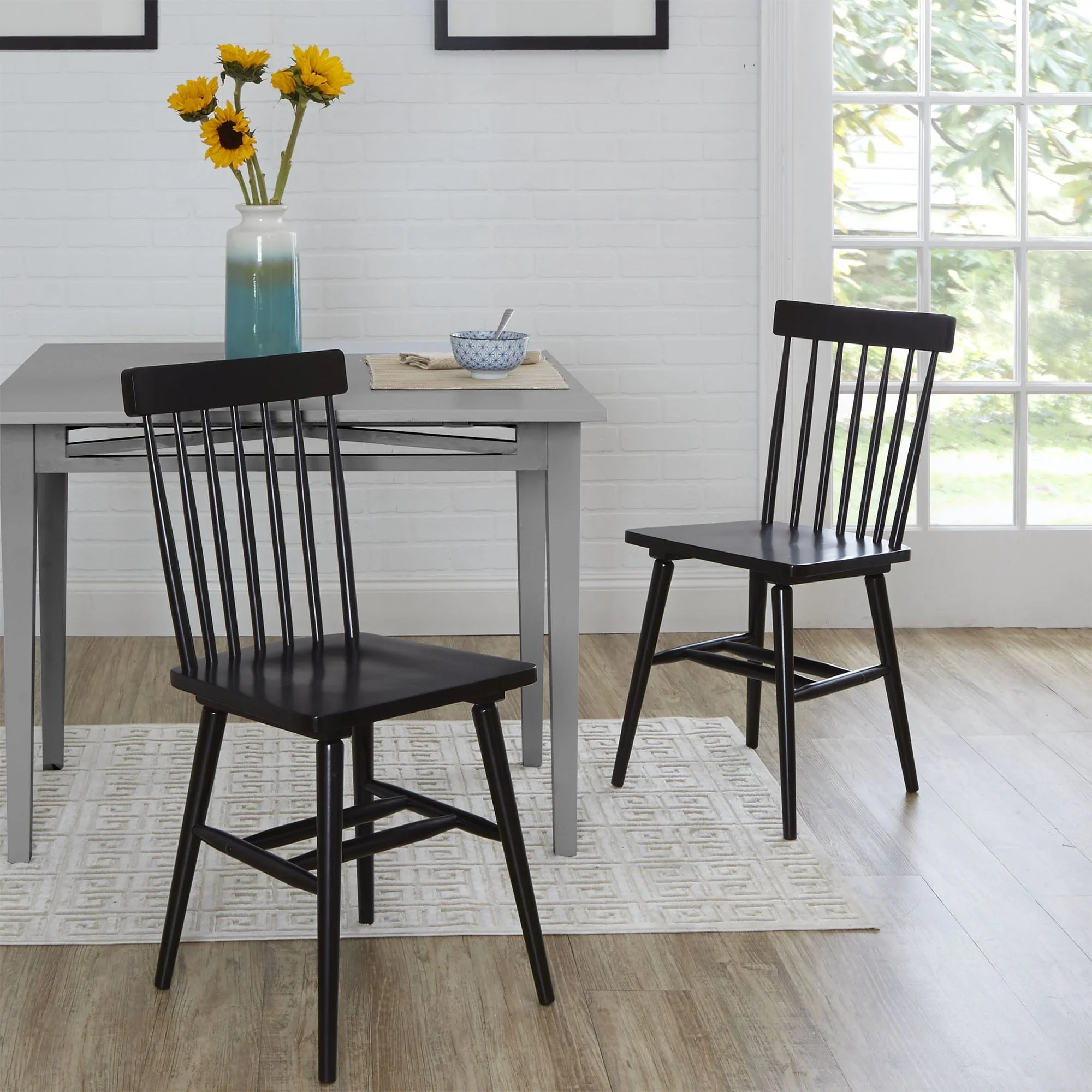 Better Homes & Gardens Gerald Classic Black Wood Dining Chairs, Set of 2