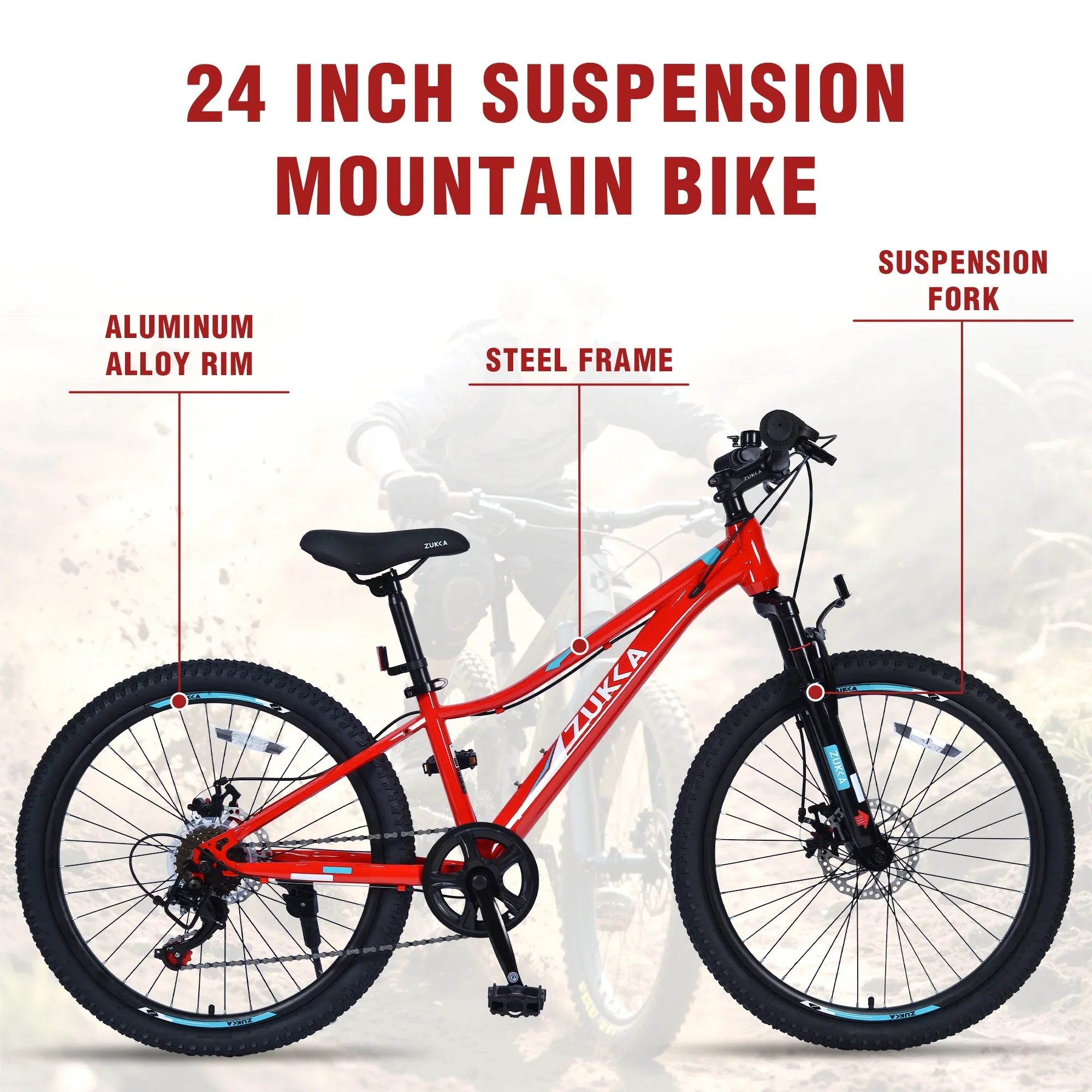 24“/26 Mountain Bike for Women - 21-Speed, Dual Disc Brakes, Front Suspension, All-Terrain Tires, 85% Pre-Assembled Carbon Steel Frame Bicycle