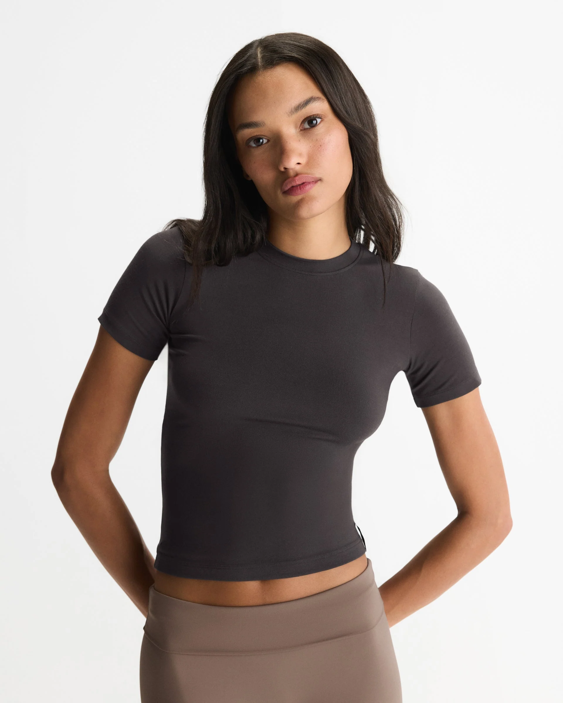 Soft Modal Short Sleeve Top - Coffee Bean