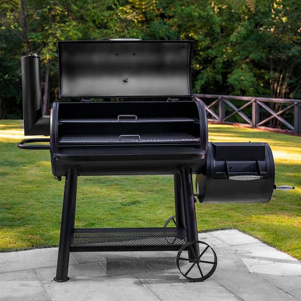 Grand Champ Charcoal Grill and Offset Smoker in Black Image 4