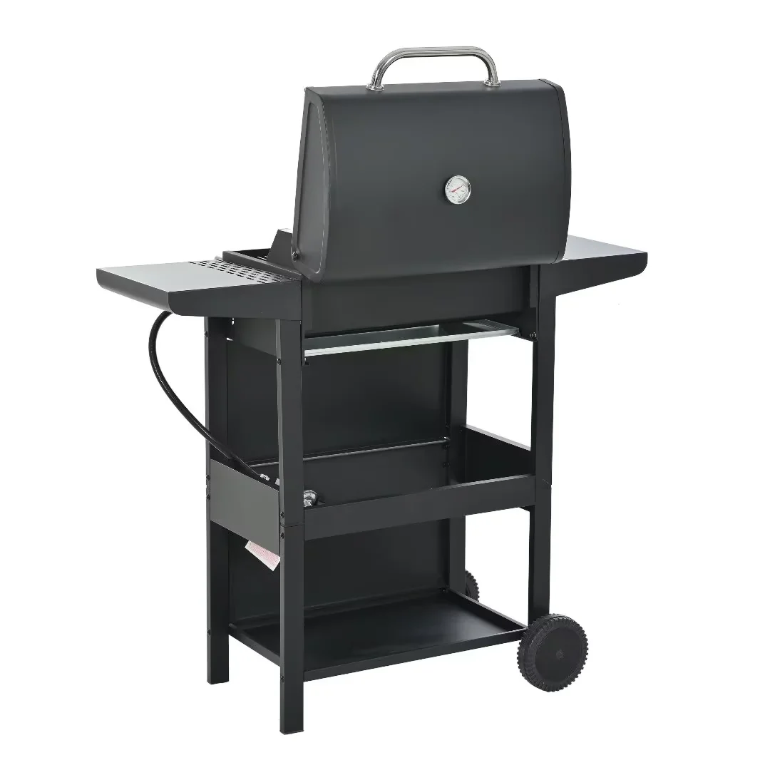 Leuco 3 Burner BBQ Propane Gas Grill, Stainless Steel 25,650 BTU Patio Garden Barbecue Grill with Two Shelves, Lid, Wheels and Bottle Opener