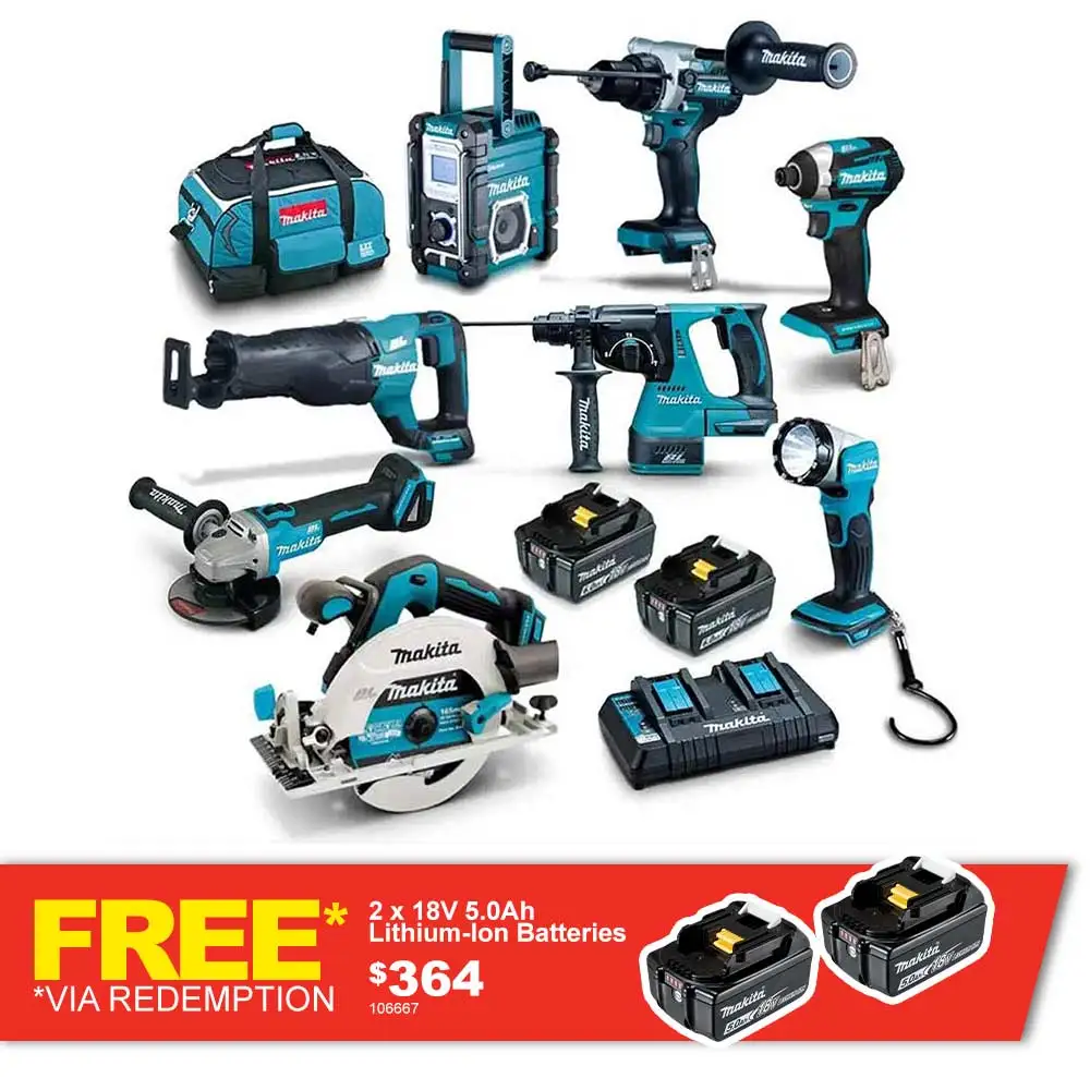 Kit combiné MAKITA 18V sans balais 8 pièces 2 x 6,0AH DLX8046GX1