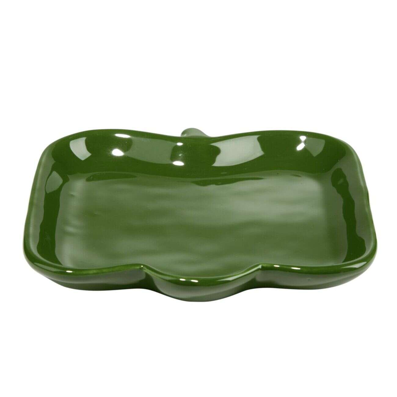 Assiette de présentation porcelaine forme poivron vert 15x15cm