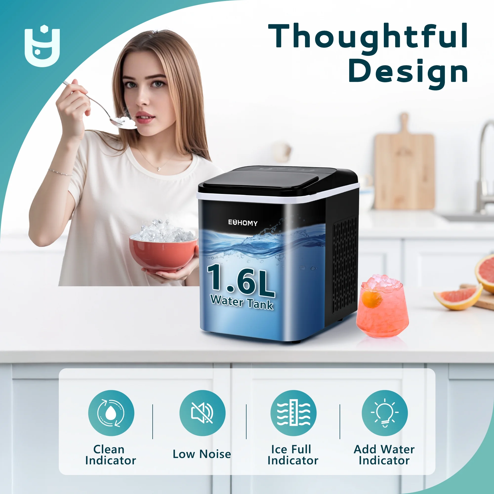 35lbs/24H Nugget Ice Maker Countertop, Pebble Ice Maker Machine with Auto-Cleaning, Black - Image 5