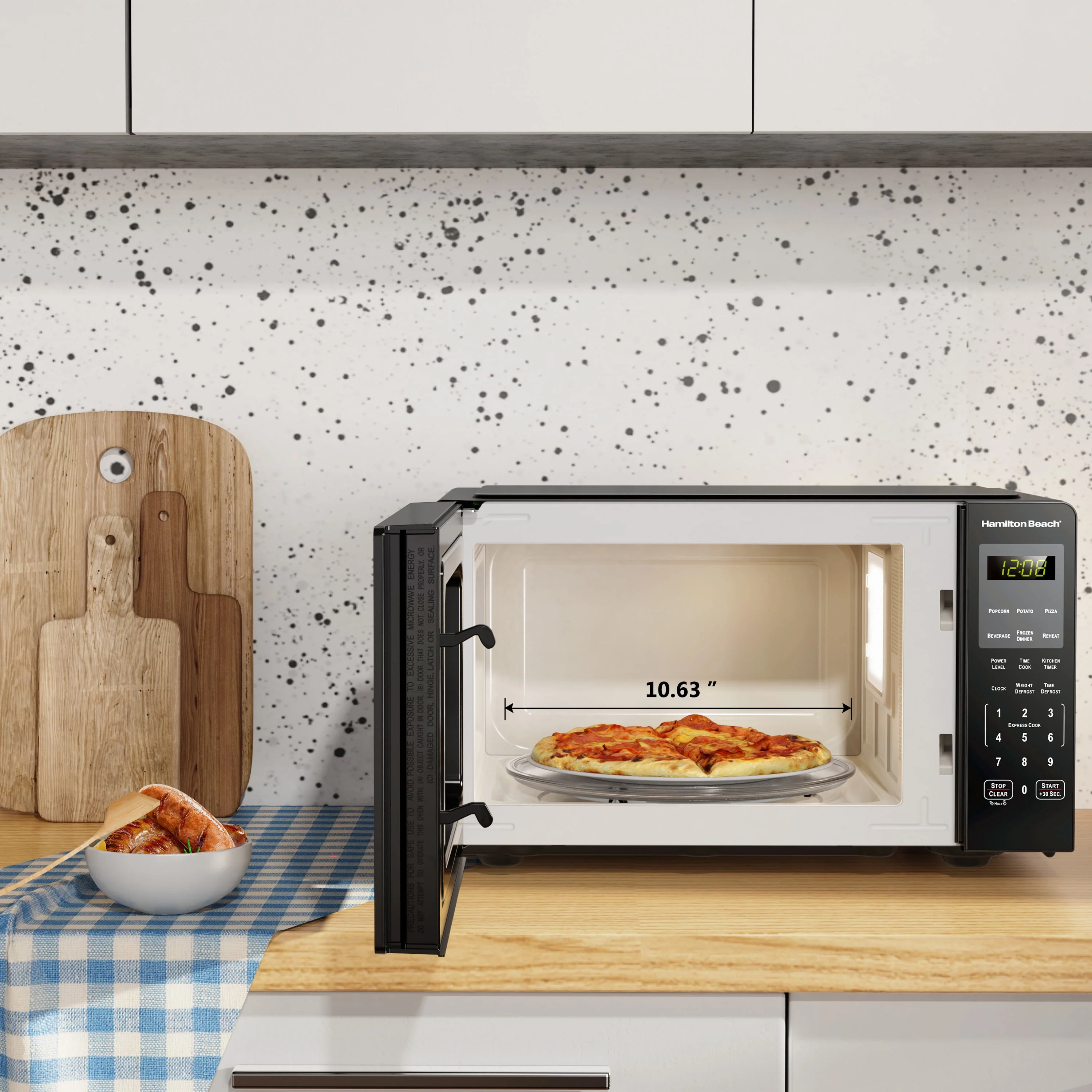 Hamilton Beach 0.9 cu ft Countertop Microwave Oven, 900 Watts, Stainless Steel, New