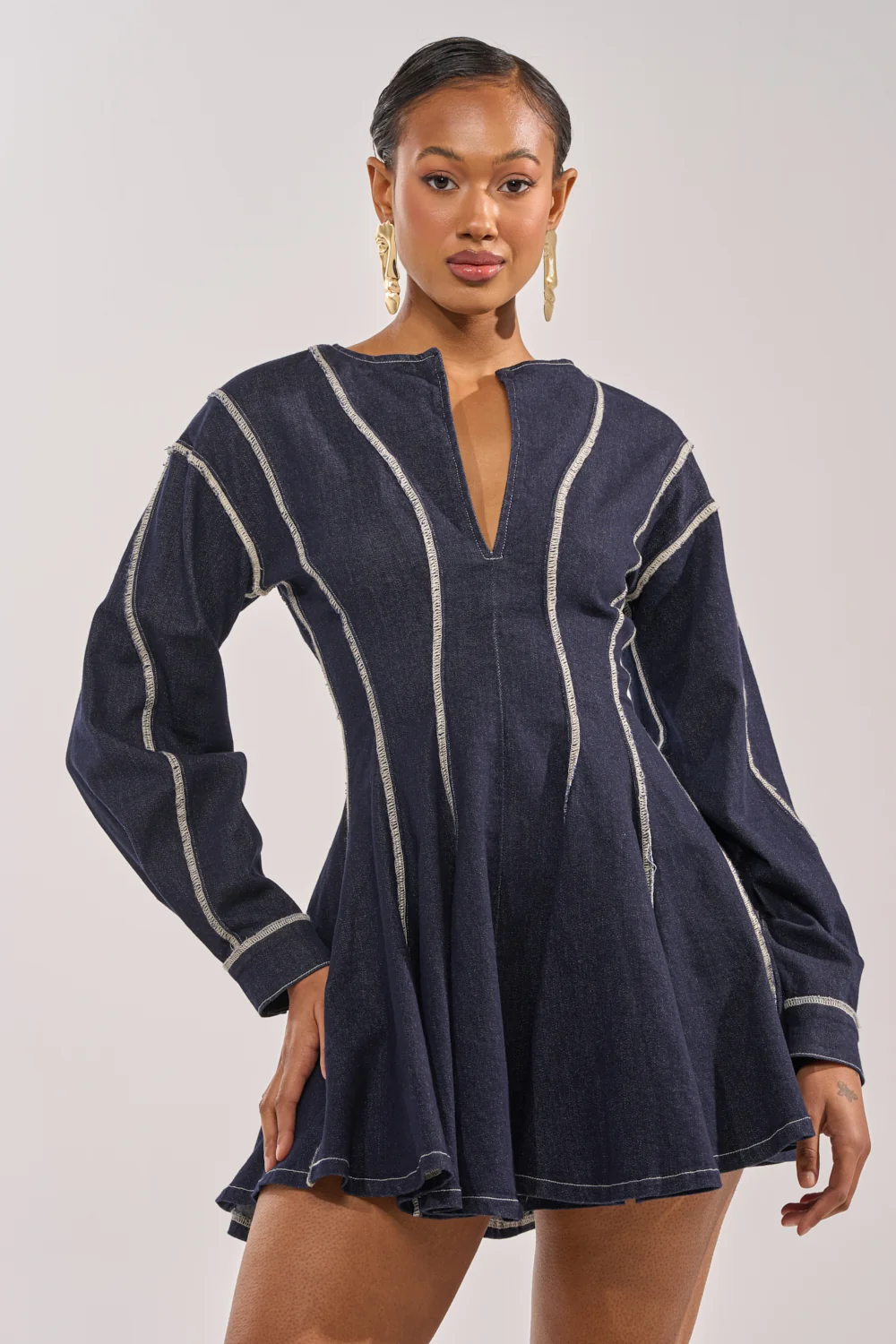 PLAYDATE DENIM MINI DRESS - Akira Store