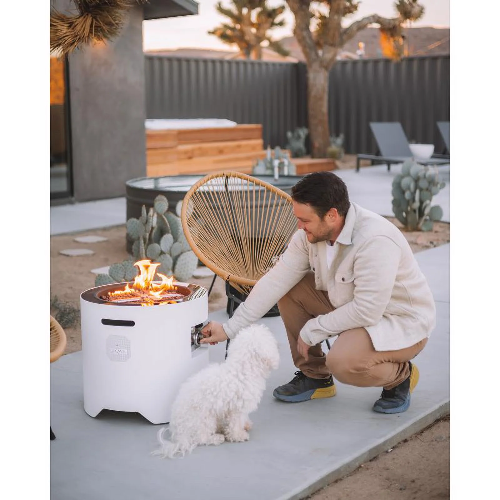 Ukiah Voyager 20 In. W Stainless Steel Round Electric Fire Pit with Sound System