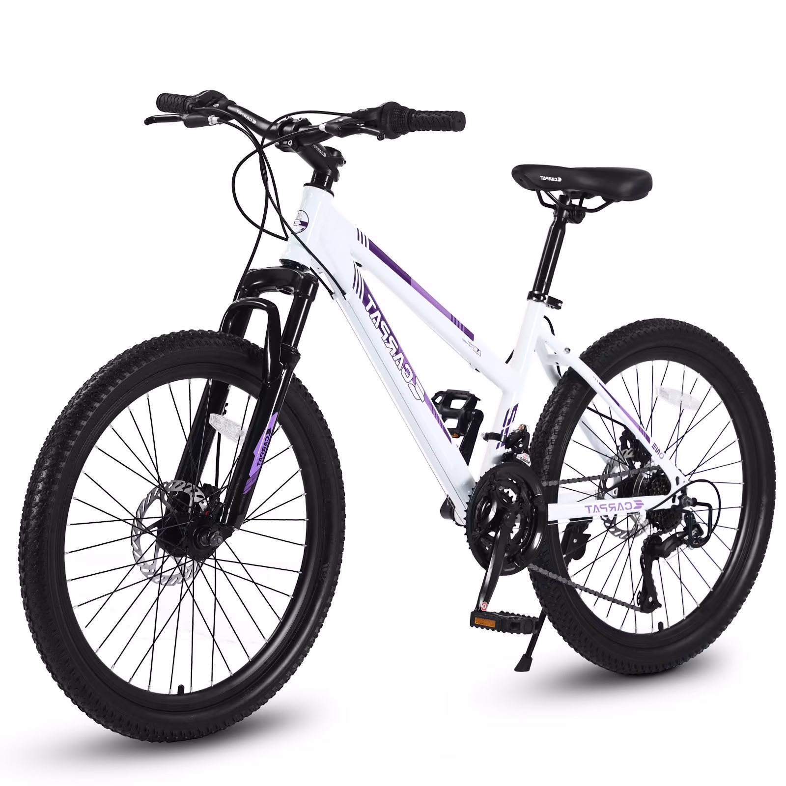 Bike, 24 Inch Outdoor Cycling Bike, 21 Speeds With Dual Disc Brake 100mm Front Suspension, HardtailBicycles, Steel Frame