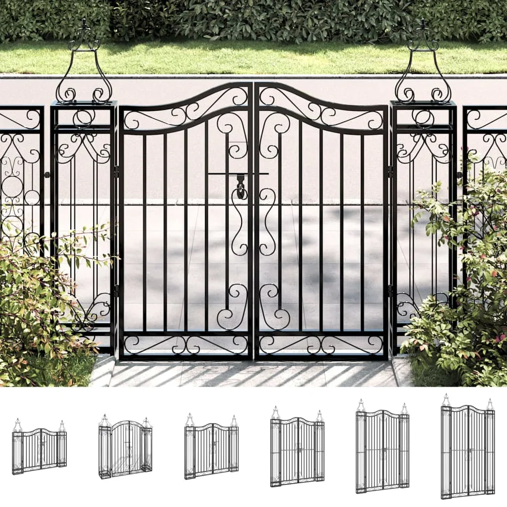 vidaXL Garden Gate Ornamental Fence Gate with Bolt Hinge Trellis Wrought Iron