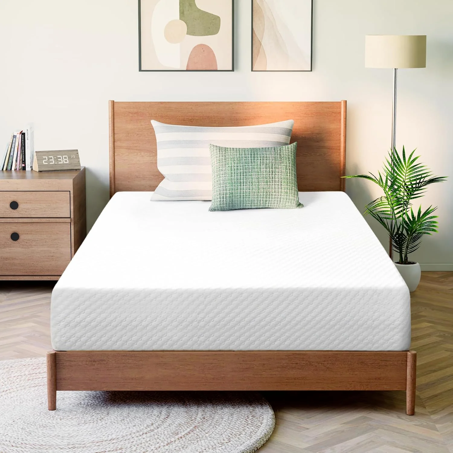 Matelas GAESTE 8 pouces en mousse à mémoire de forme et gel rafraîchissant pour un sommeil frais, fermeté moyenne, certifié CertiPUR-US, livré en boîte, soulagement de la pression, housse amovible, sans fibre de verre (grand format, 8 pouces)