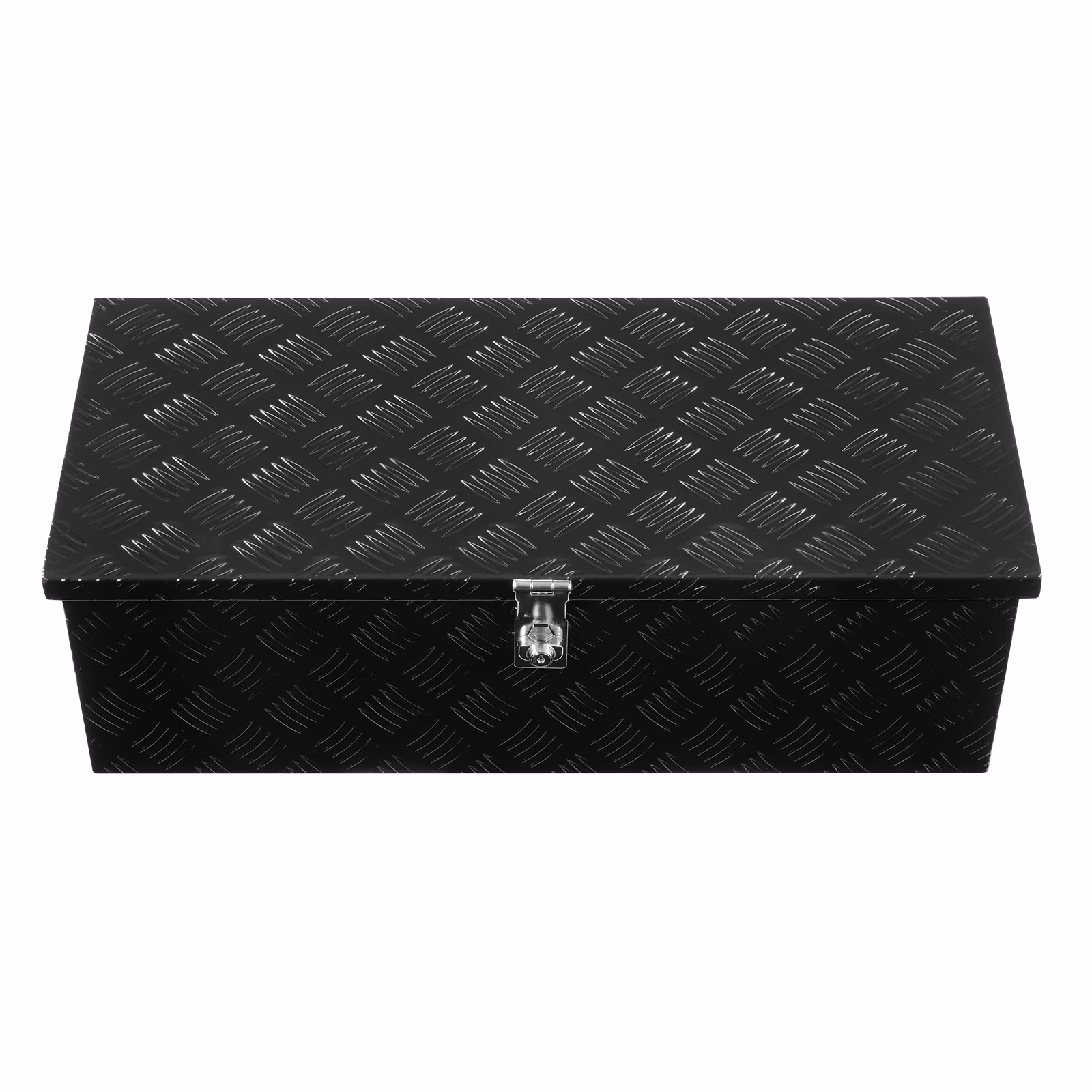 KFFKFF Durable Aluminum Truck Bed Tool Box, Textured Storage Box with Side Handle and Lockable Design, Organizer Chest for Trailers, Pickups, Truck Beds, RVs, 30x13x9.6, Black