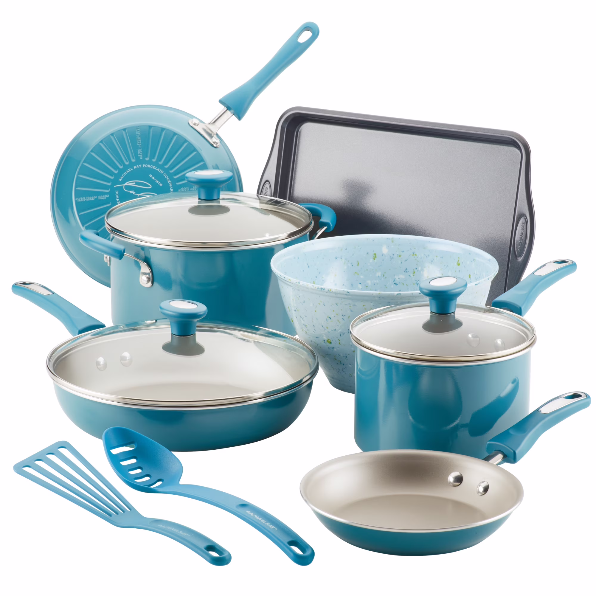 Rachael Ray 12 - Piece Get Cooking Nonstick Pots and Pans Set/Cookware Set, Gray