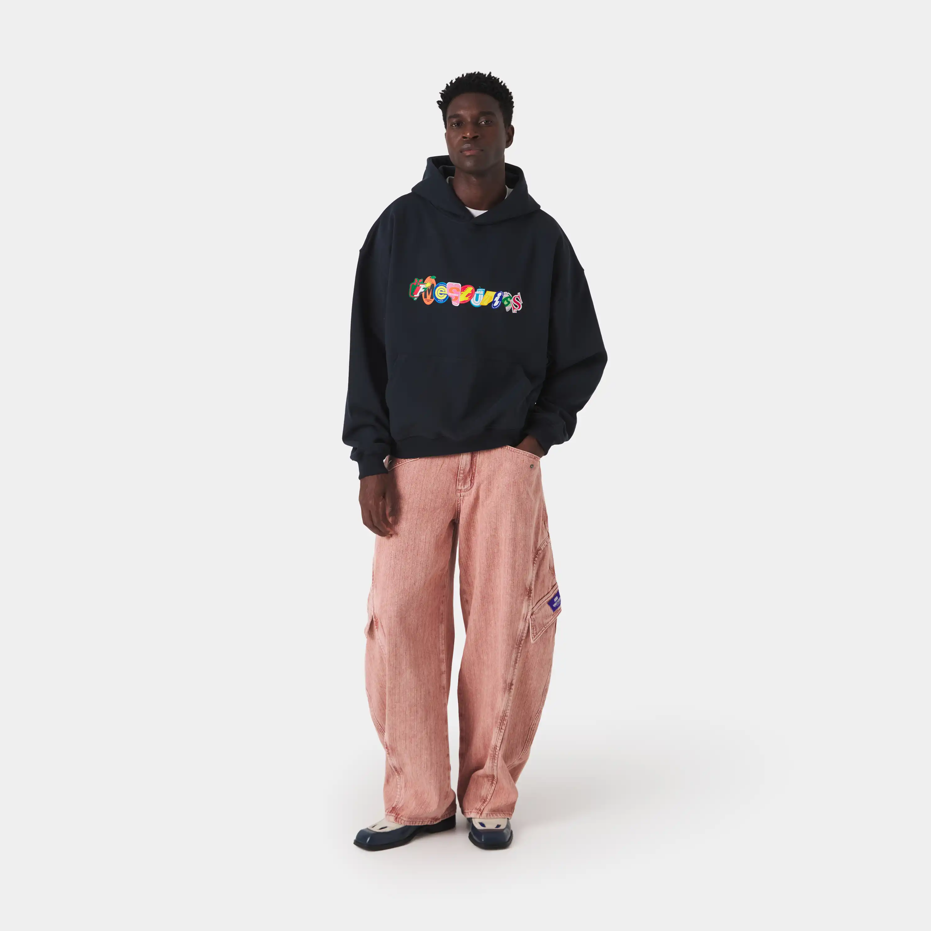 Stickers Navy Oversized Hoodie