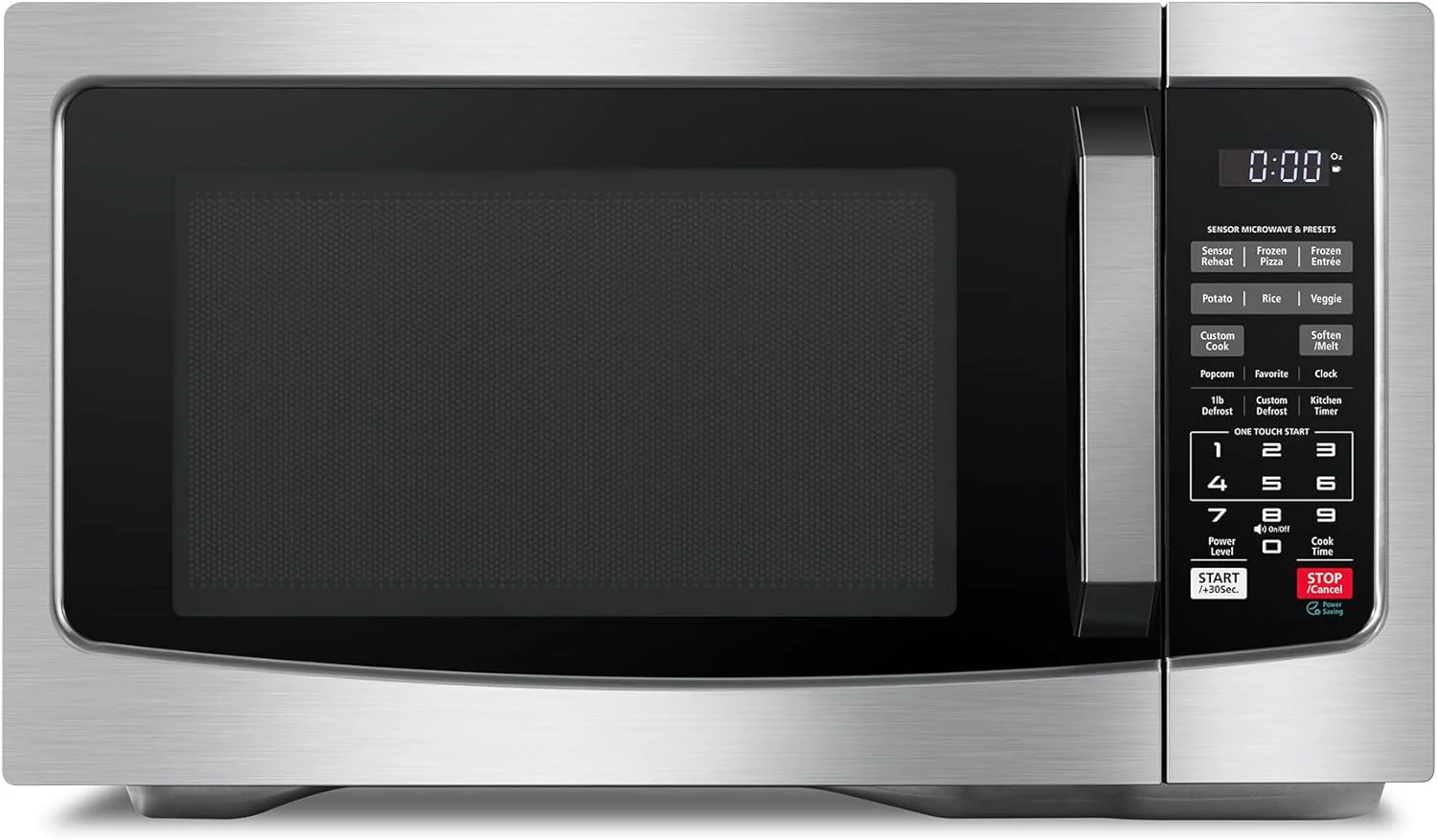 Four à micro-ondes combiné 8 en 1 avec friteuse à air chaud, convection, gril, mode élimination des odeurs, plateau tournant à mémoire de position de 31,5 cm, sécurité enfant, 28 litres, acier inoxydable noir