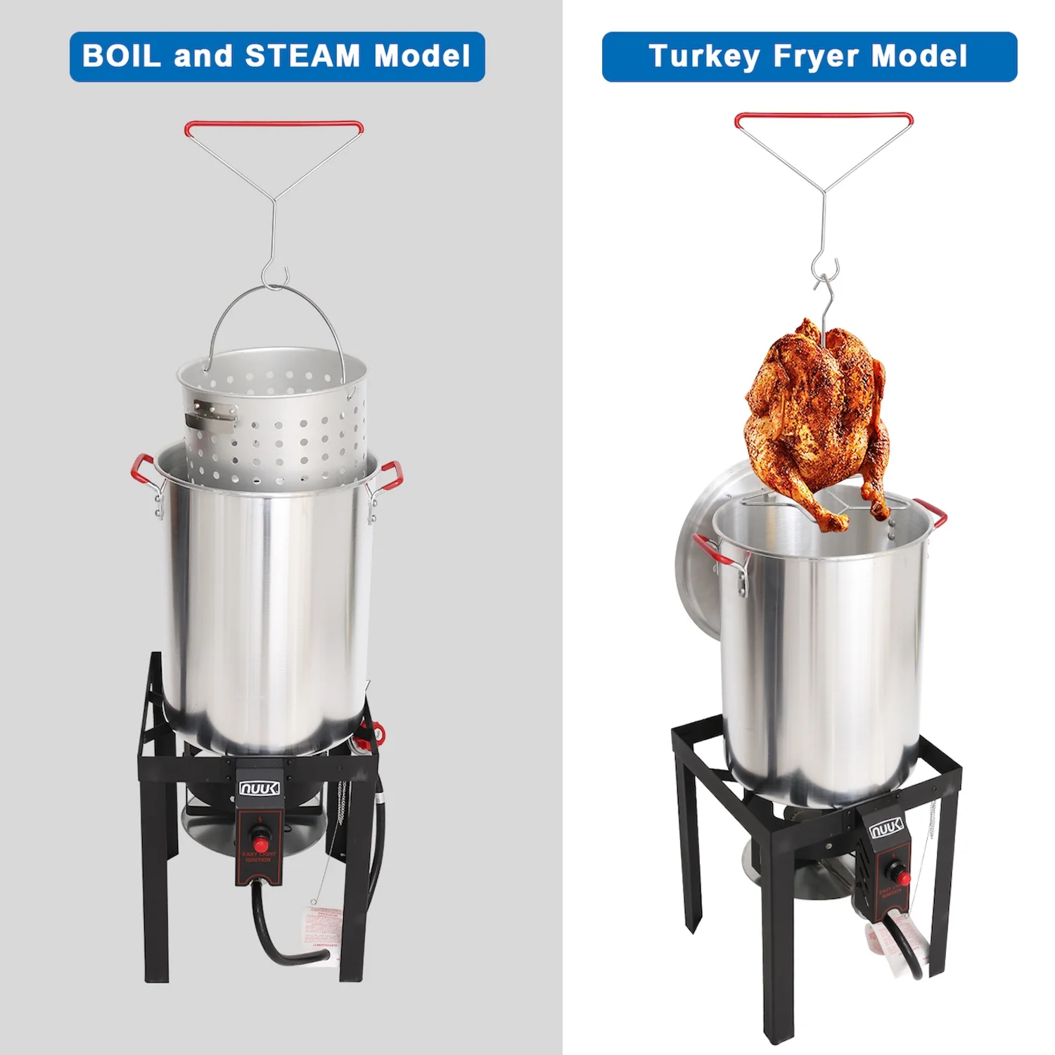30QT Turkey Fryer 10QT fish fryers outdoor cooking Kit,50,000 BTU Propane Burner��Seafood Boil Pot,Cover Skimmer Included, Aluminum Deep Fryer Pot with Basket Crab, Gifts for Thanksgiving Day(16 qt) - Image 3