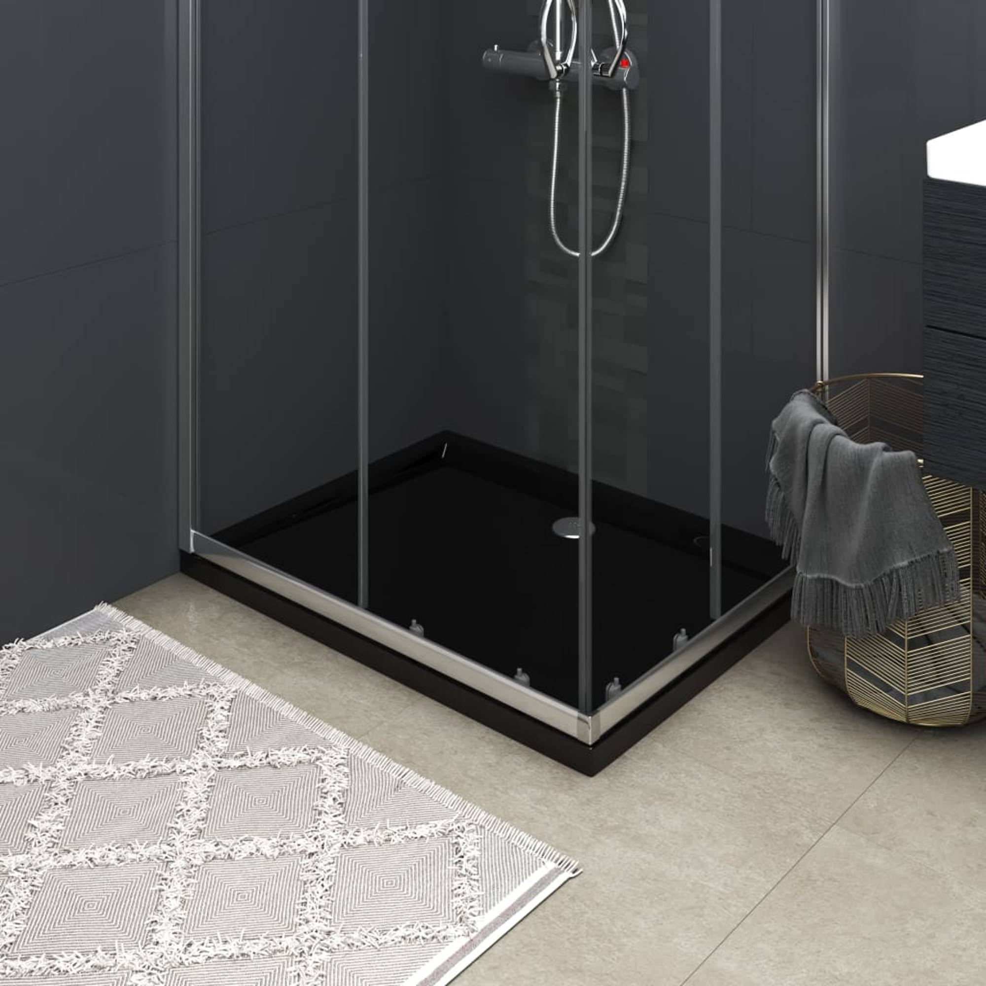 vidaXL Rectangular ABS Shower Base Tray Black 31.5