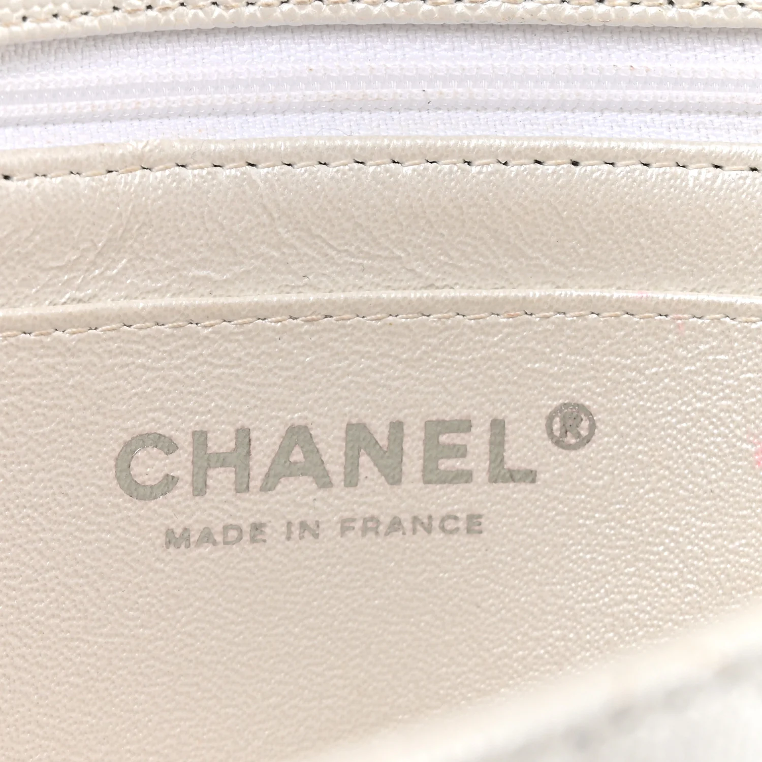 Metallic Caviar Quilted Mini Top Handle Rectangular Flap White