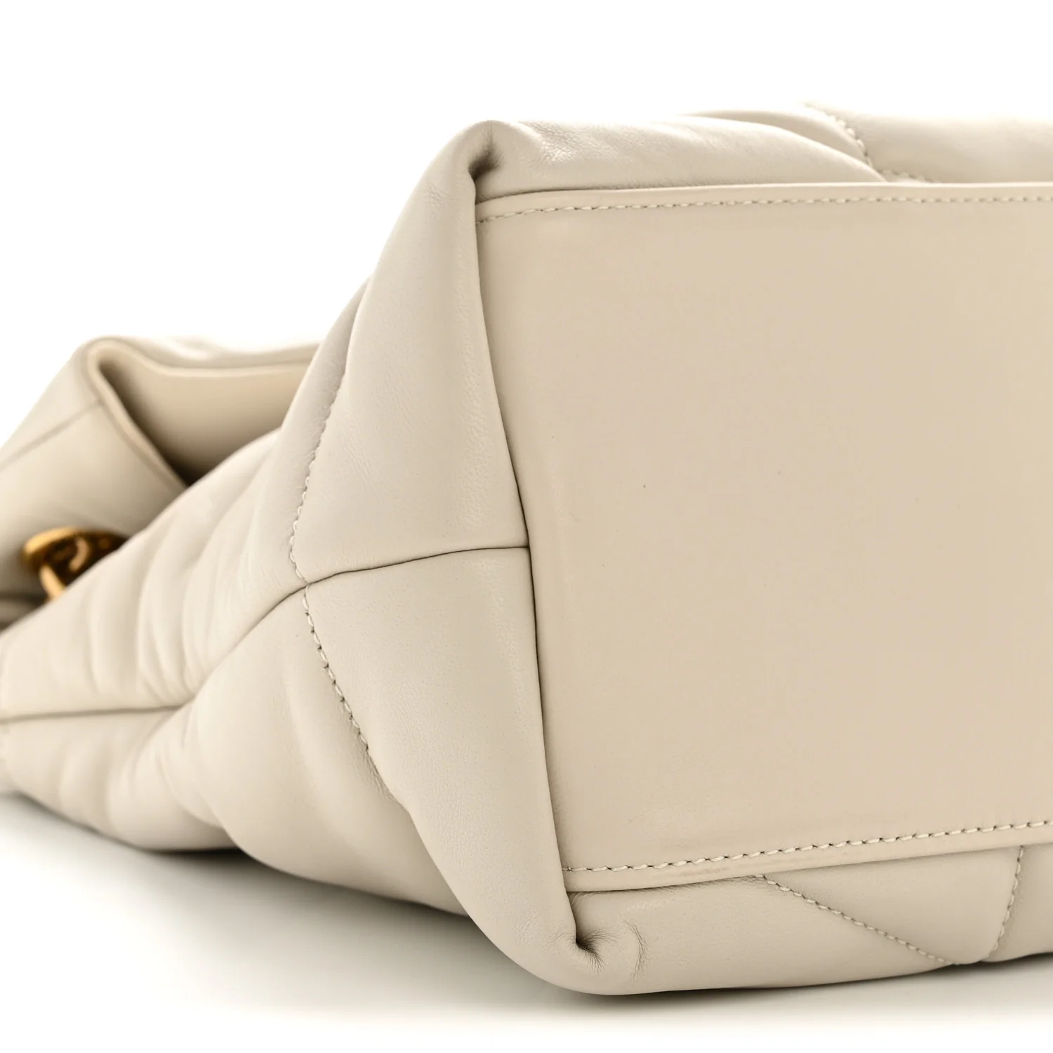 Lambskin Quilted Medium Loulou Puffer Monogram Chain Satchel Crema Soft