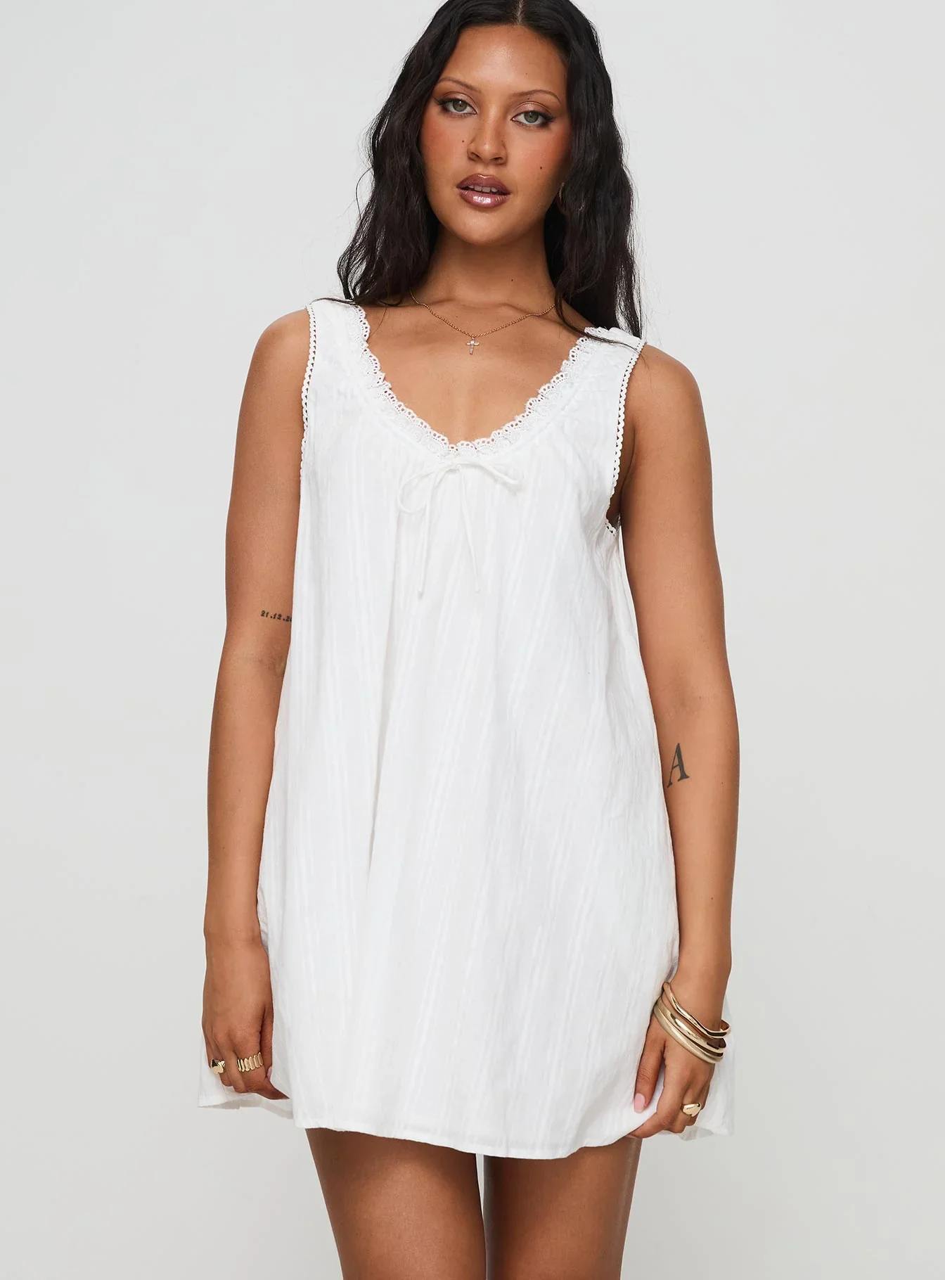 Antiquity Swing Mini Dress White Petite