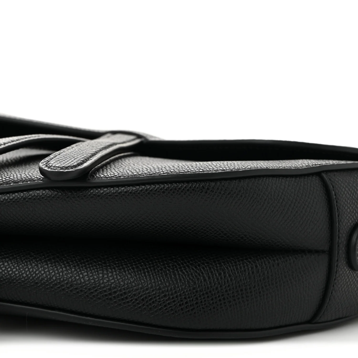 Grained Calfskin Saddle Bag Black