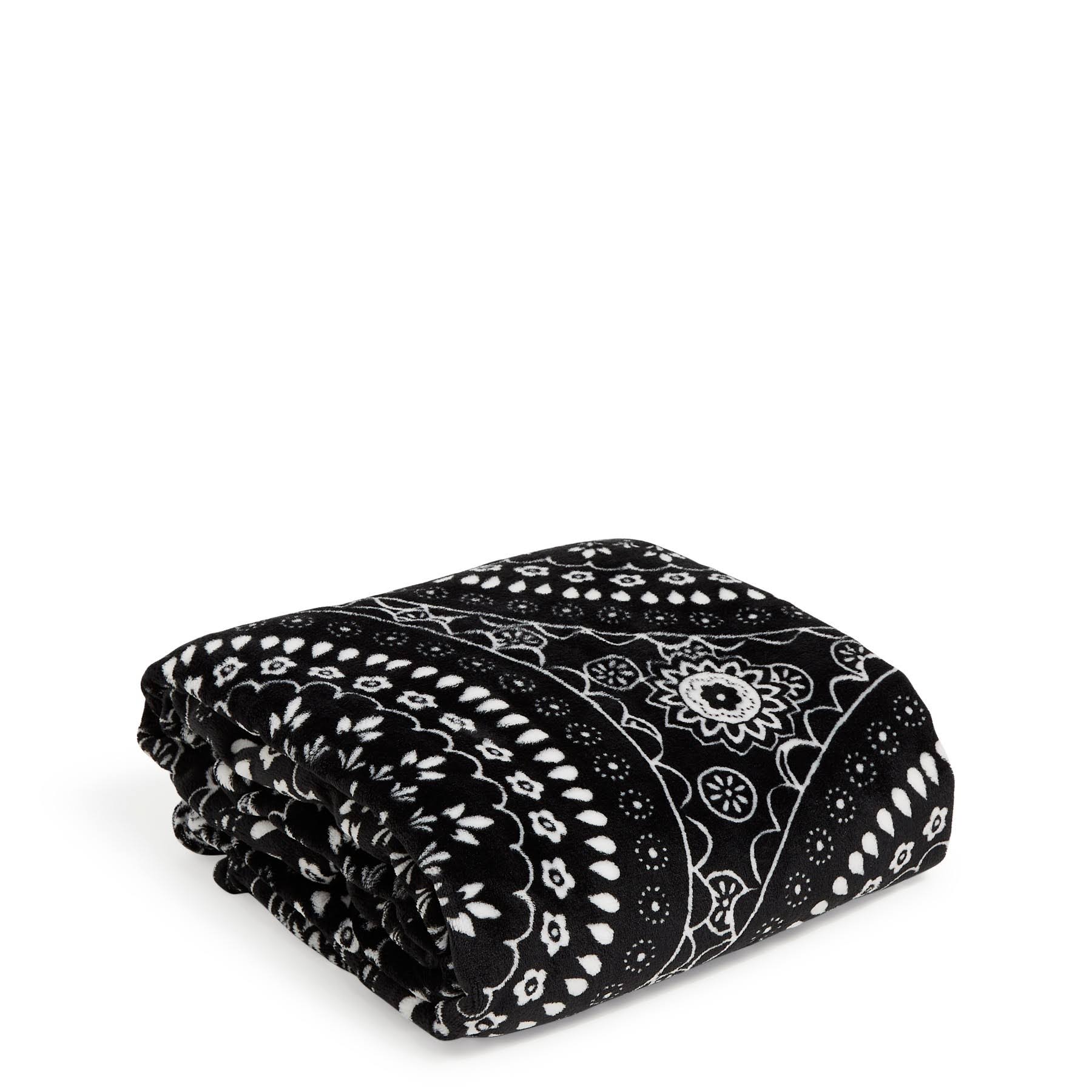 Vera Bradley Fleece Plush Throw Blanket (Black Bandana Medallion)