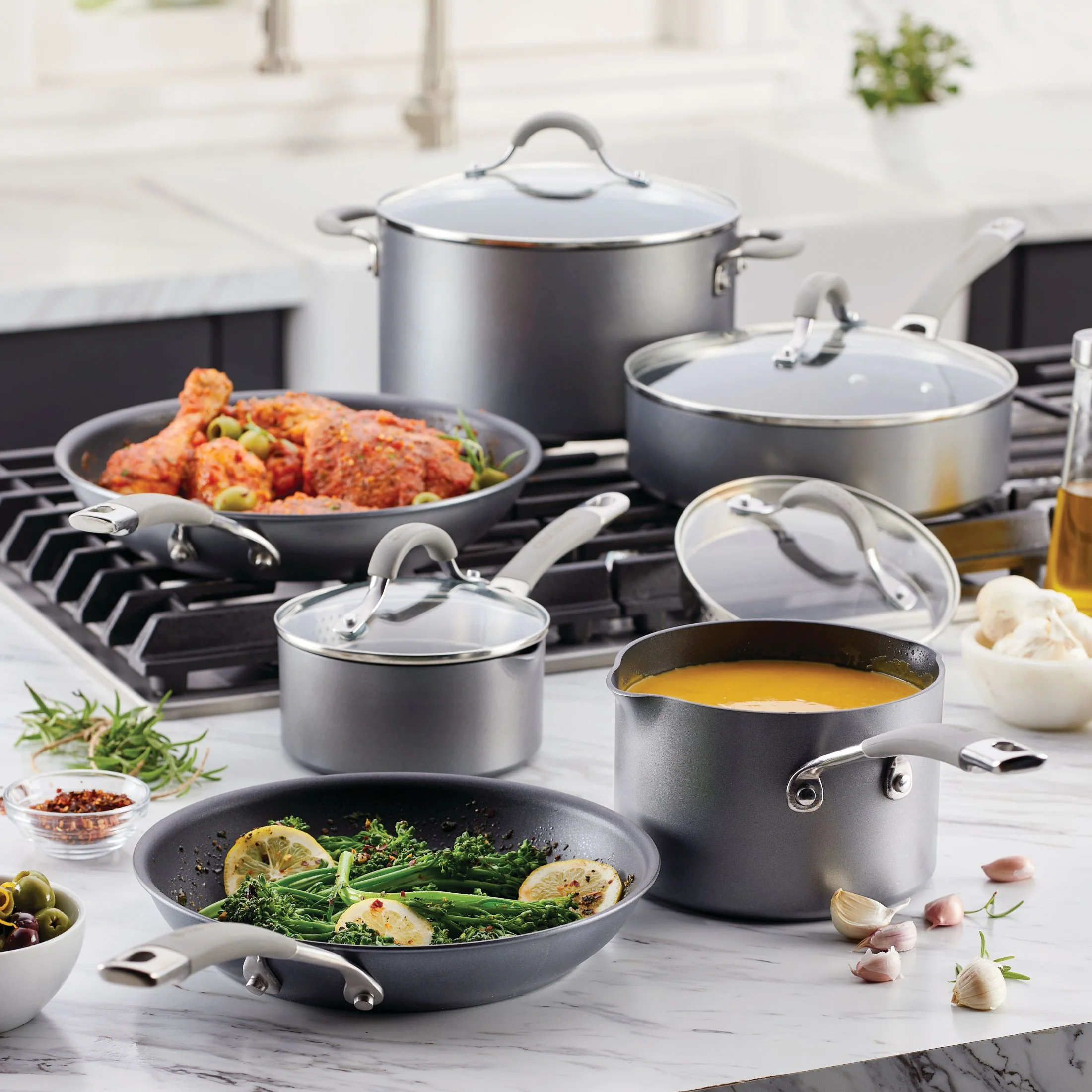 Circulon Elementum Hard - Anodized Nonstick Cookware Set, 10 - Piece, Gray