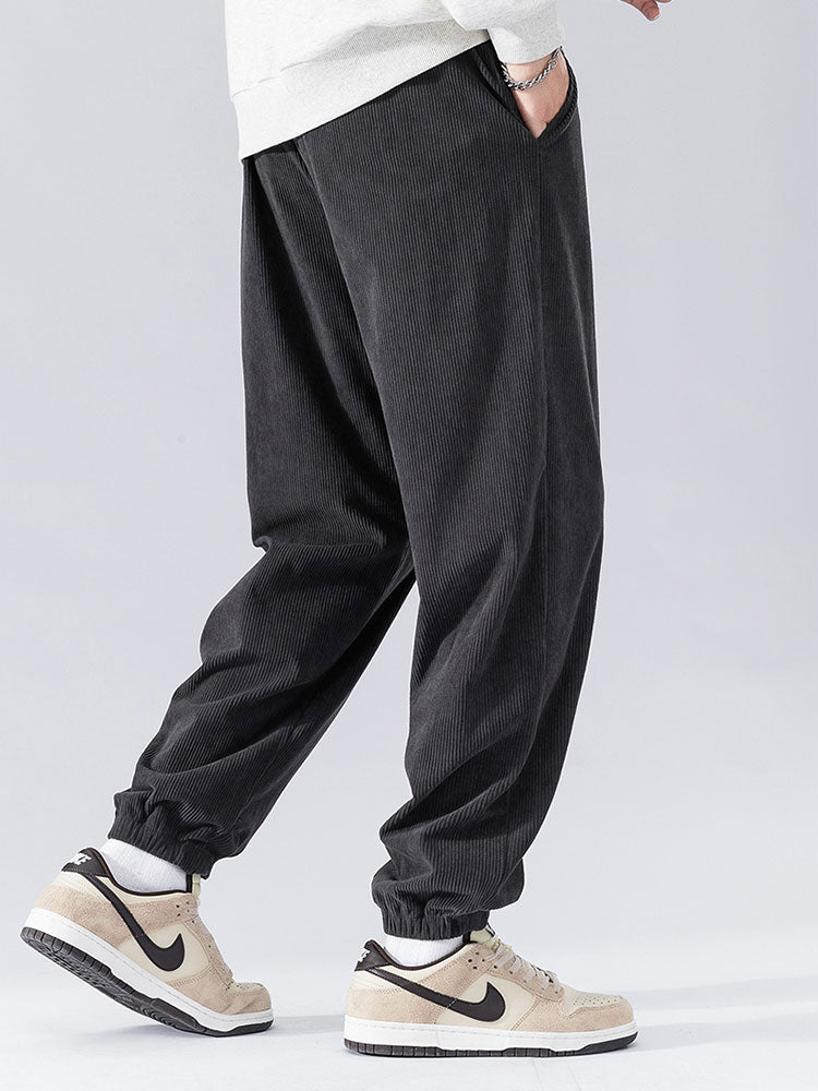 Pantalon de jogging en velours côtelé à cordon de serrage