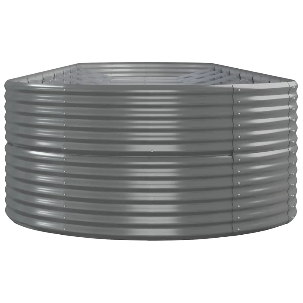 vidaXL Garden Raised Bed Gray 144.5x55.1x26.8 Powder-coated Steel