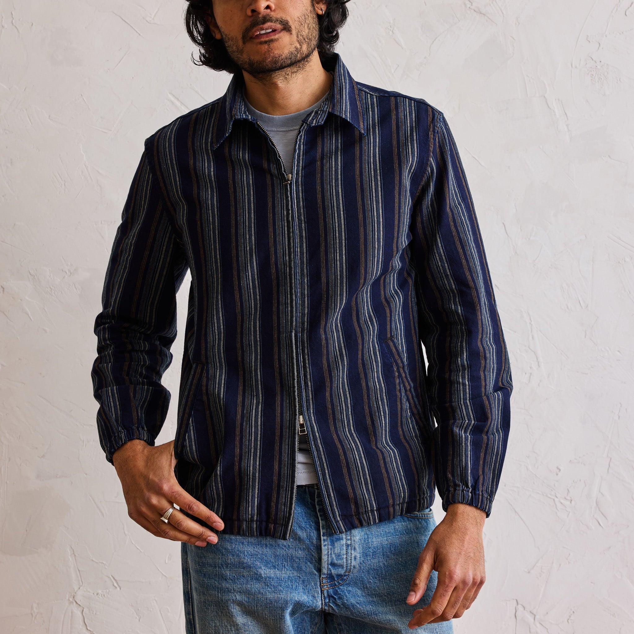 La veste Clark à rayures indigo