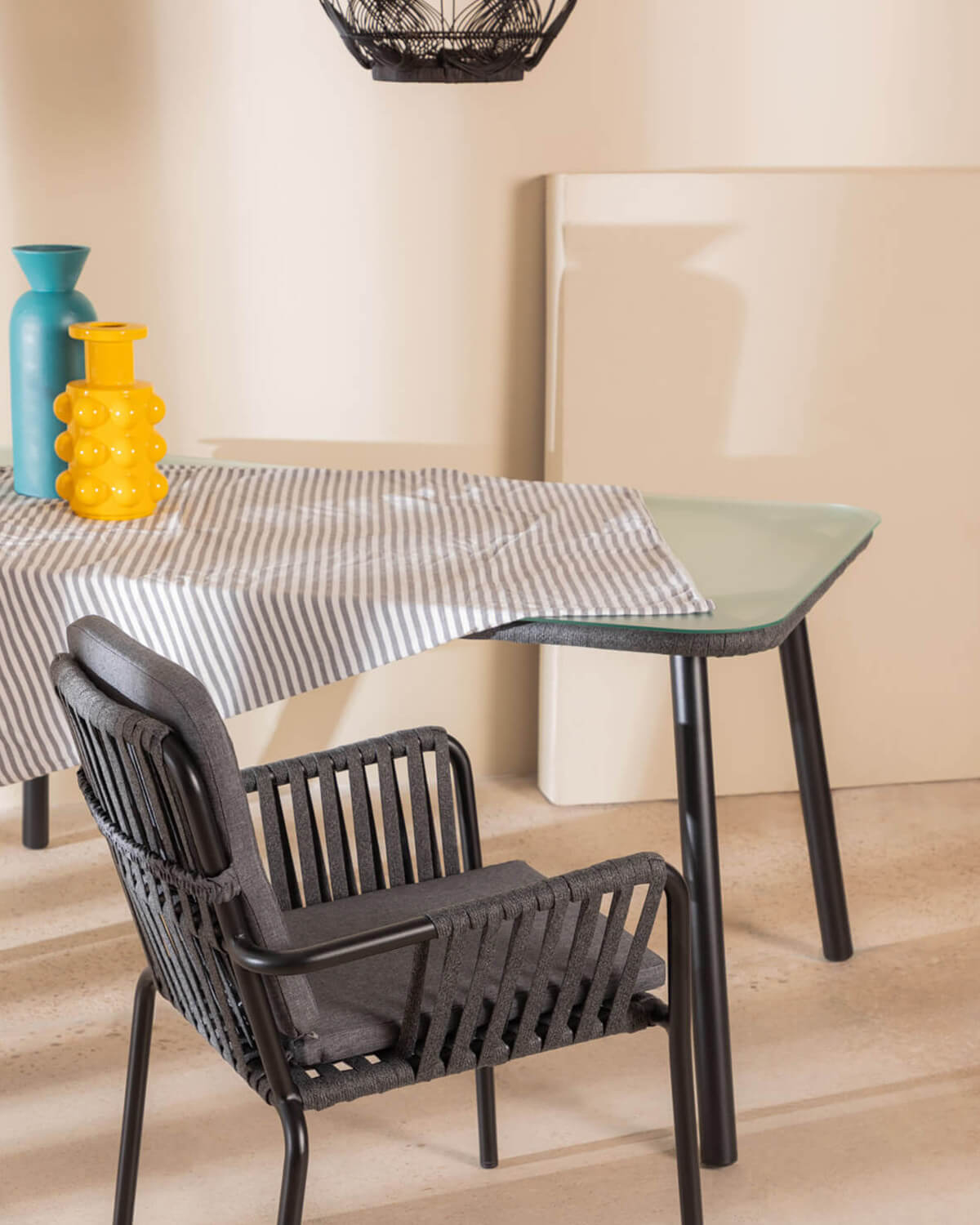 Drian - Mesa de Comedor Rectangular de Aluminio y Cristal (160x90 cm) Drian