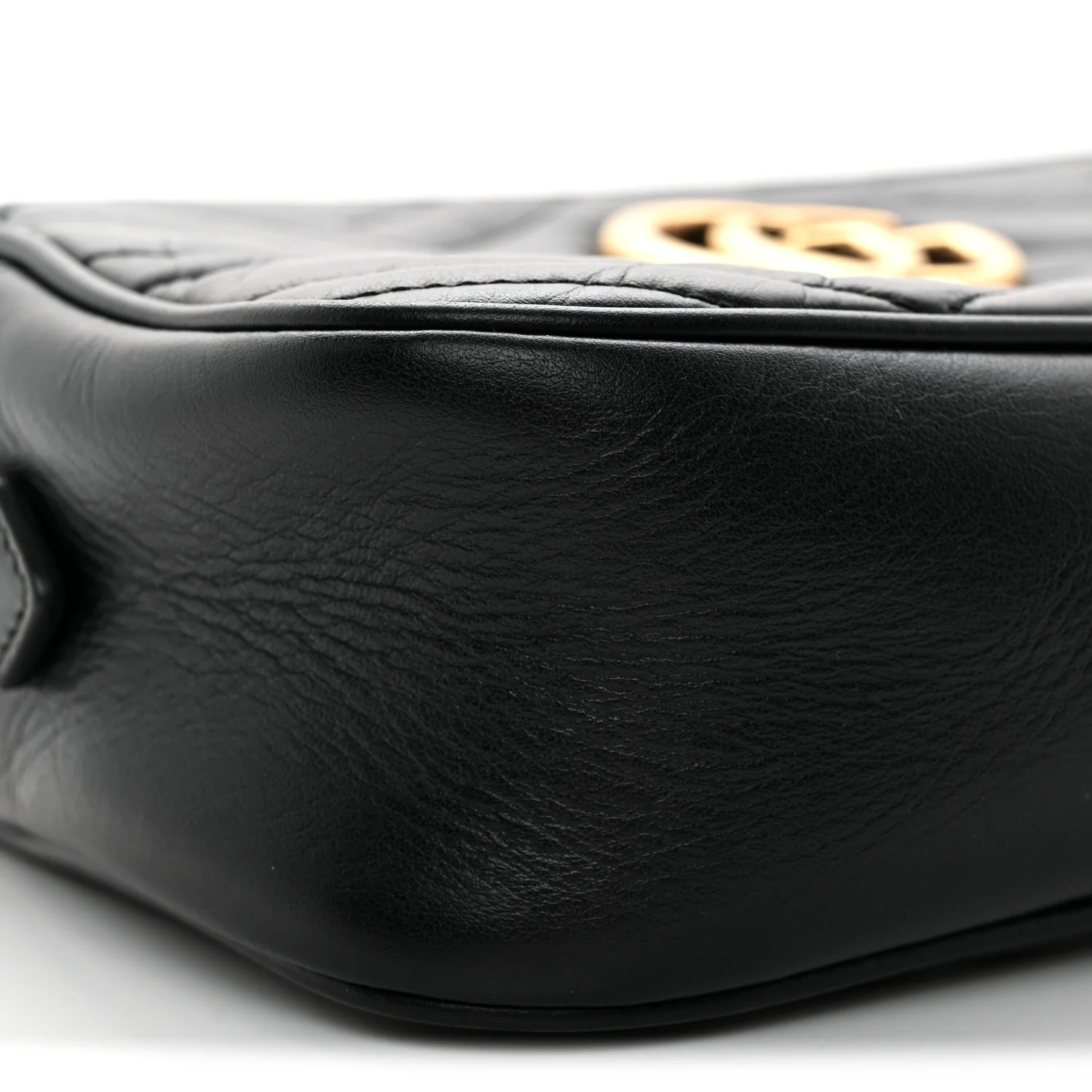Calfskin Matelasse Small GG Marmont Chain Shoulder Bag Black
