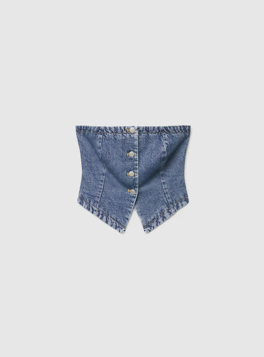 Terranova Top fascia in denim con bottoni