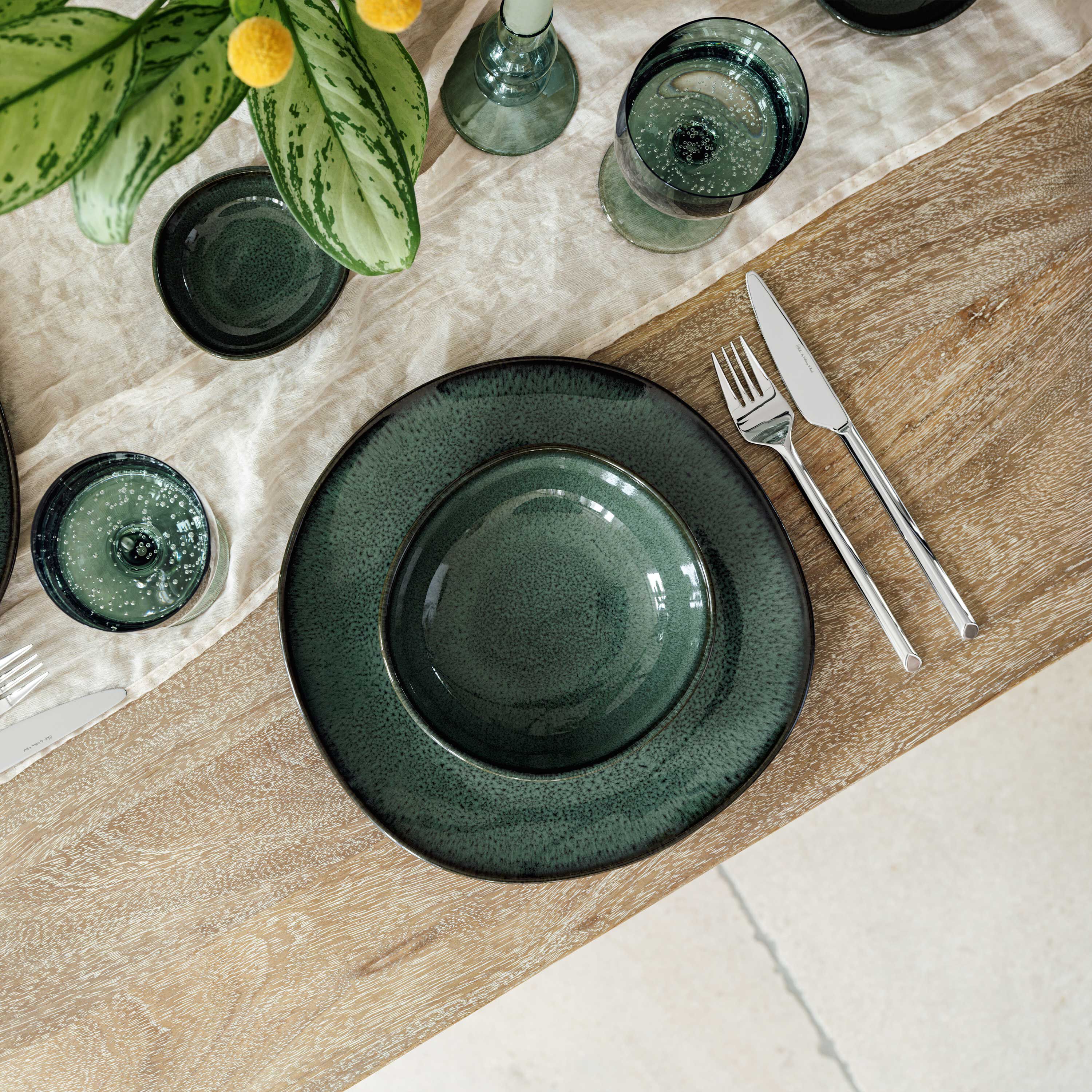 Lave Dinner plate - Green, 11.1'' x 11.1'', stoneware