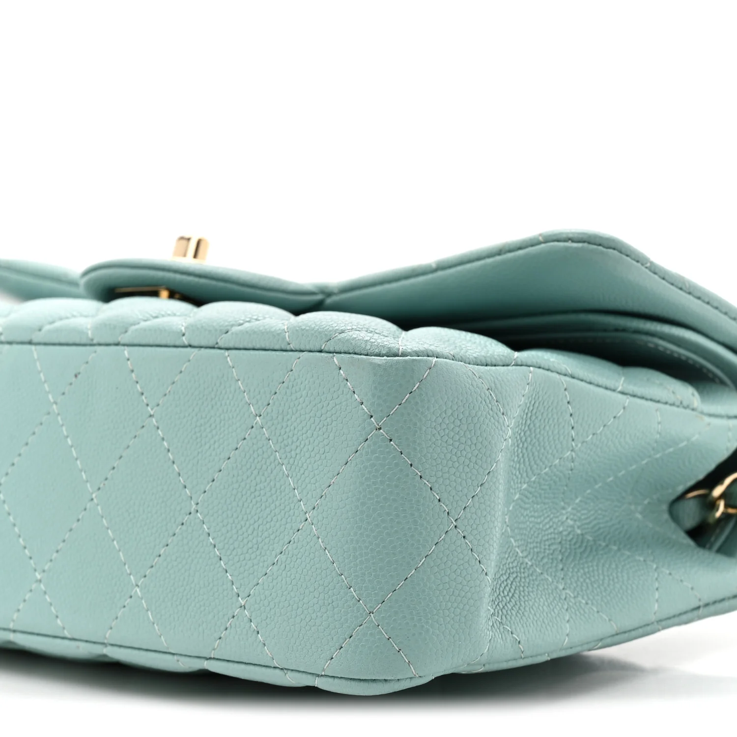 Caviar Quilted Small Double Flap Light Blue