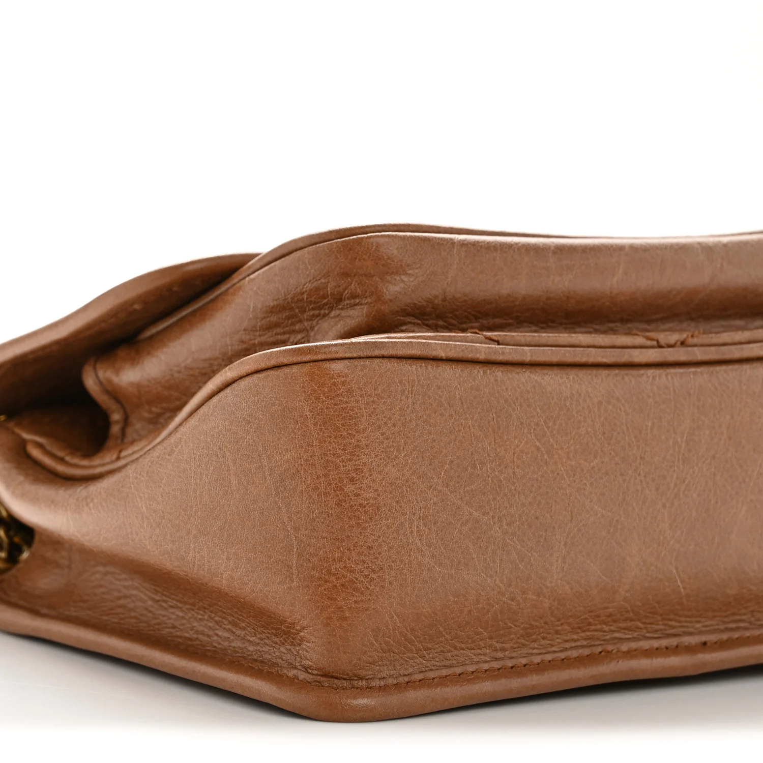 Crinkled Calfskin Matelasse Monogram Baby Niki Chain Satchel Light Caramel