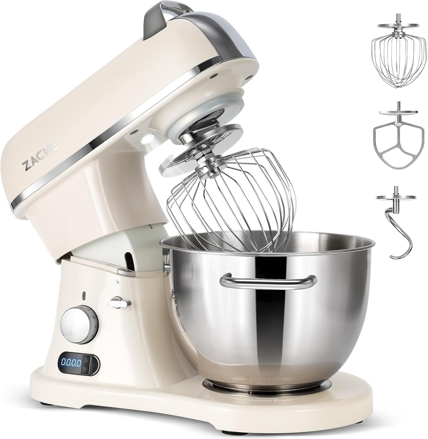 8.4QT Commercial Stand Mixer 800W with Aluminum Die Casting Meets the Standard of NSF/ANSI 8-2023, Electric Kitchen Stand Mixer with Stainless Steel 8L Bowl, Dough Hook, Whisk and Beater
