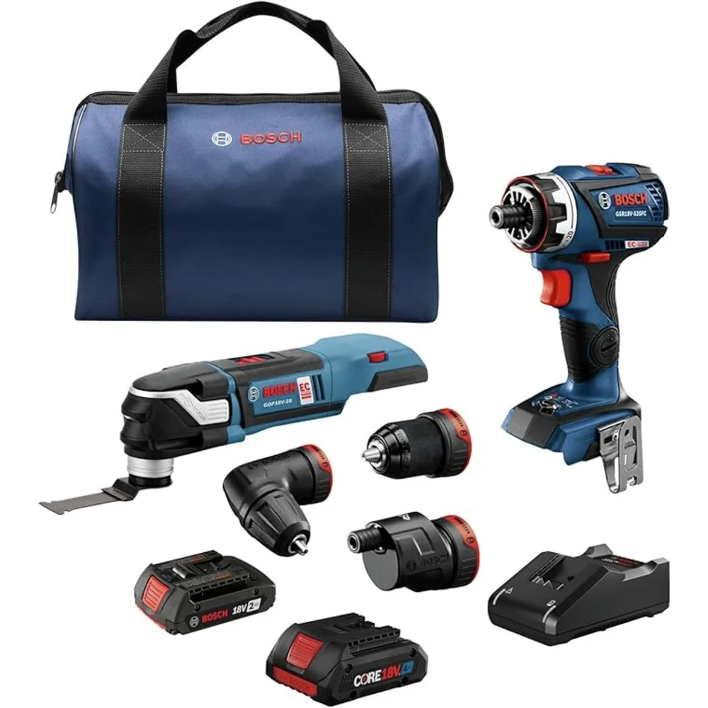 Restored Premium GXL18V-270B22-RT 18V Brushless Lithium-Ion Cordless Starlock Oscillating Multi-Tool and Drill Driver Combo Kit with 2 Batteries (2 Ah/4 Ah) (Refurbished)