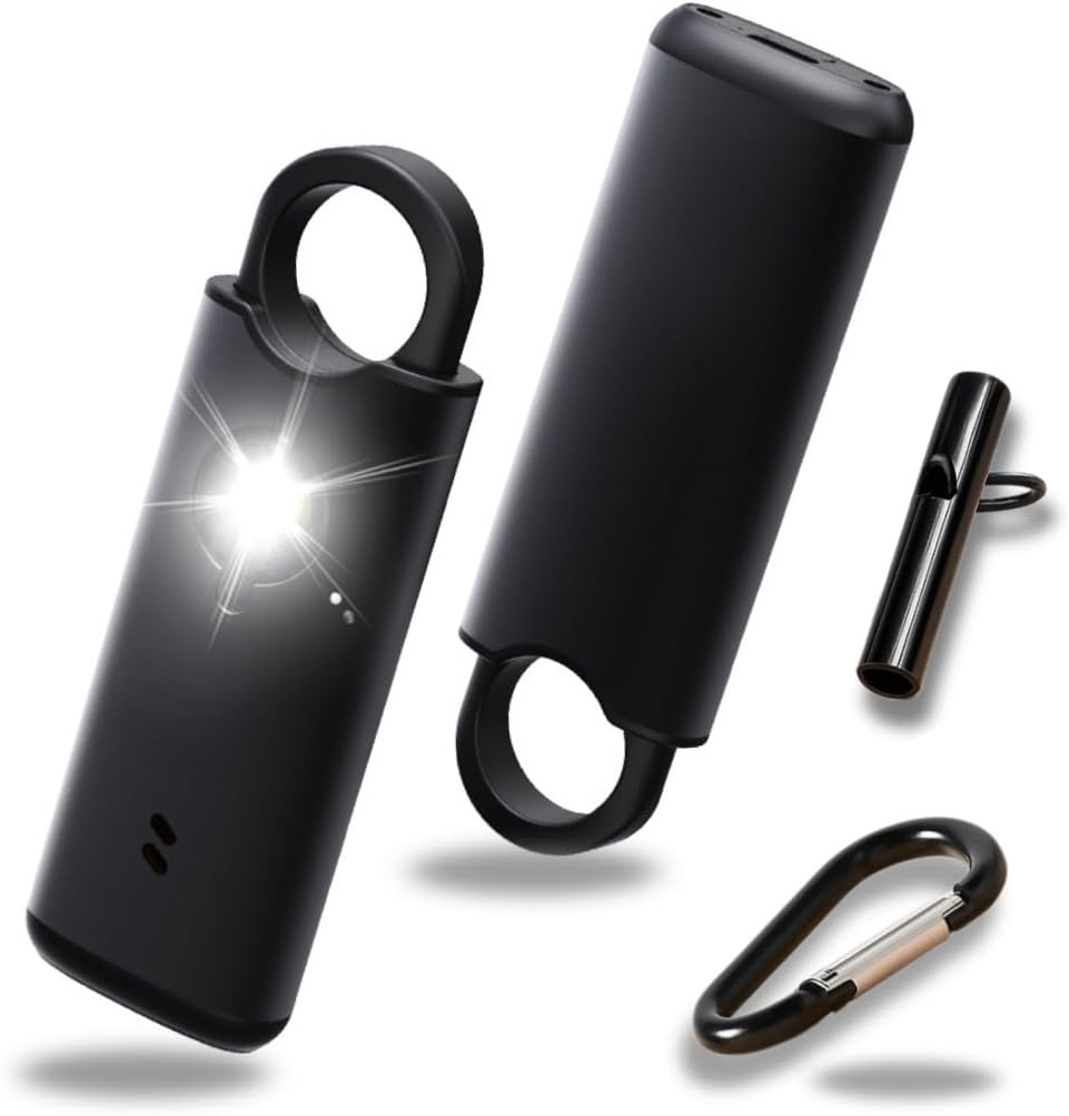 VOLTEK Metal Personal Alarm for Women (Black) – 140dB Self Defense Safety Alarm Keychain, USB-C Rechargeable Emergency Alarm with Door & Window Sensor Mode
