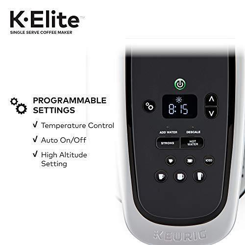 Cafetière Keurig K Elite, machine à café à dosettes K-Cup individuelles, avec possibilité de préparer du café glacé, finition ardoise brossée