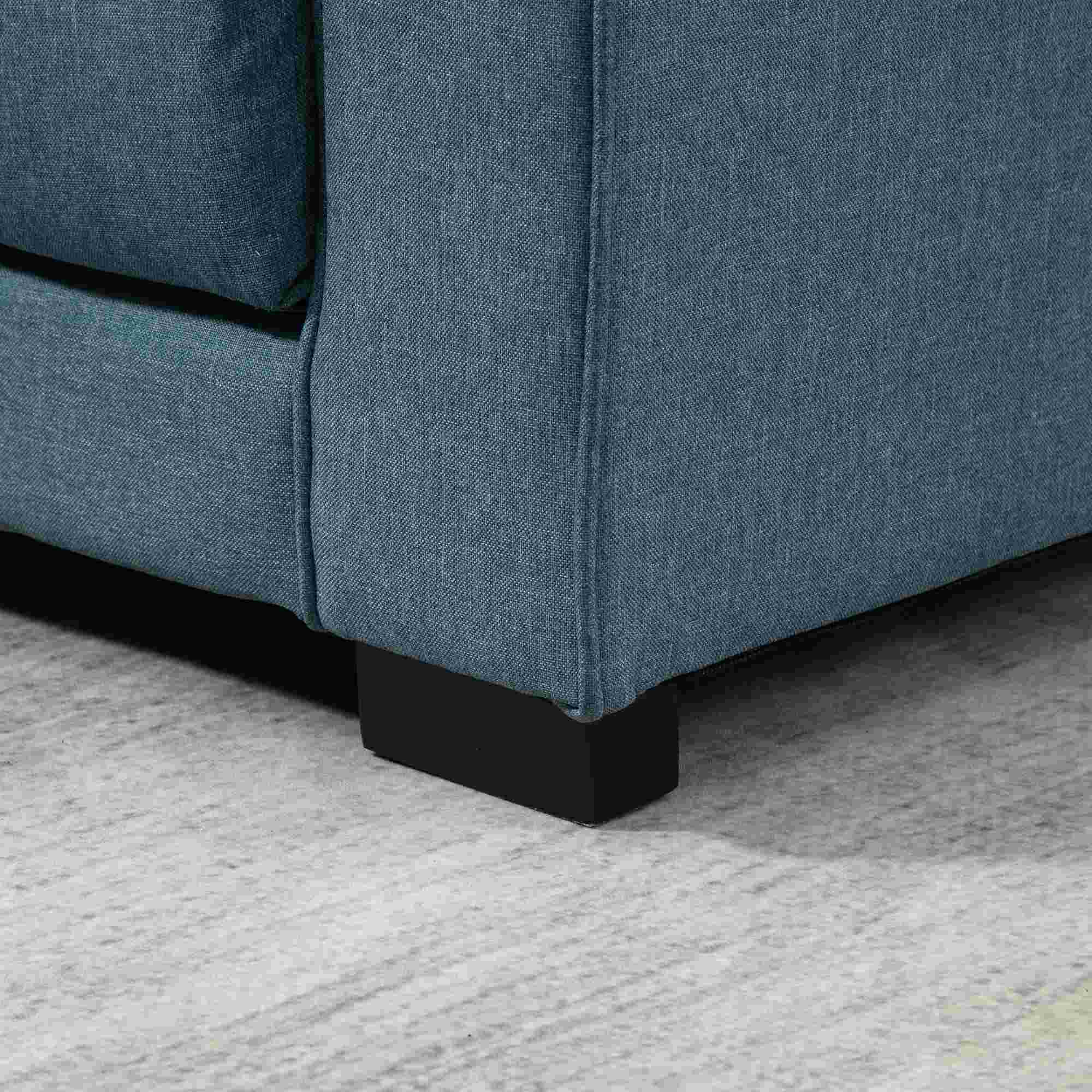 HOMCOM slaapbank, opklapbare sofa 2-zits, stoffen slaapbank, sofa met slaapfunctie, linnen touch, rubber hout, blauw, 147.5 x 75 x 85 cm