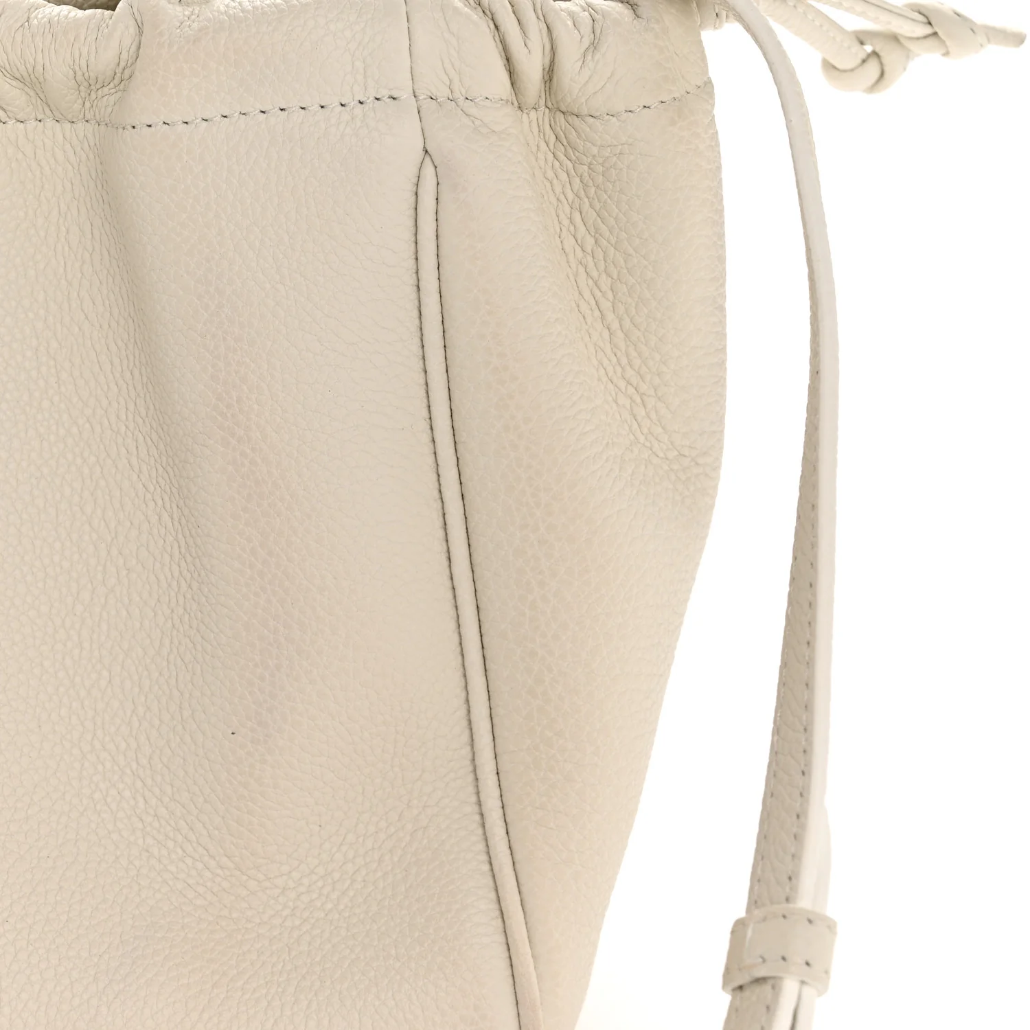 Calfskin Cuir Small Triomphe Cabas Drawstring White