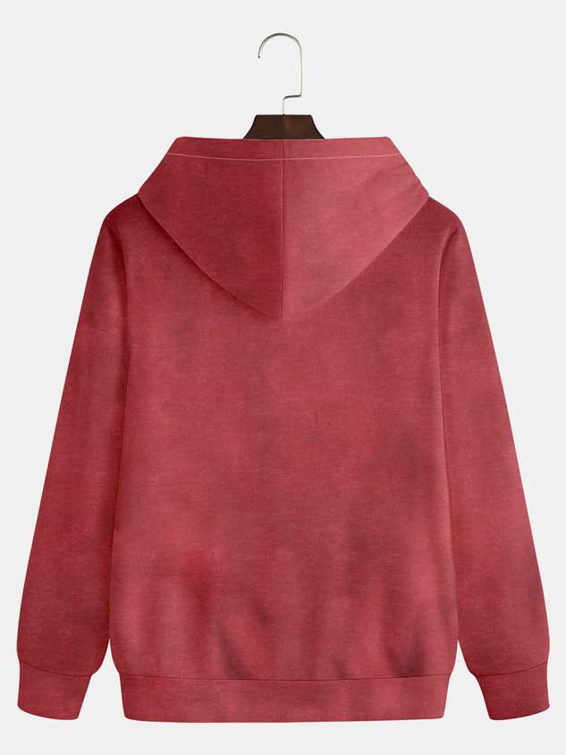 Sweat à capuche à manches longues pour homme, style vintage vieilli, imprimé graphique sur le thème de Noël