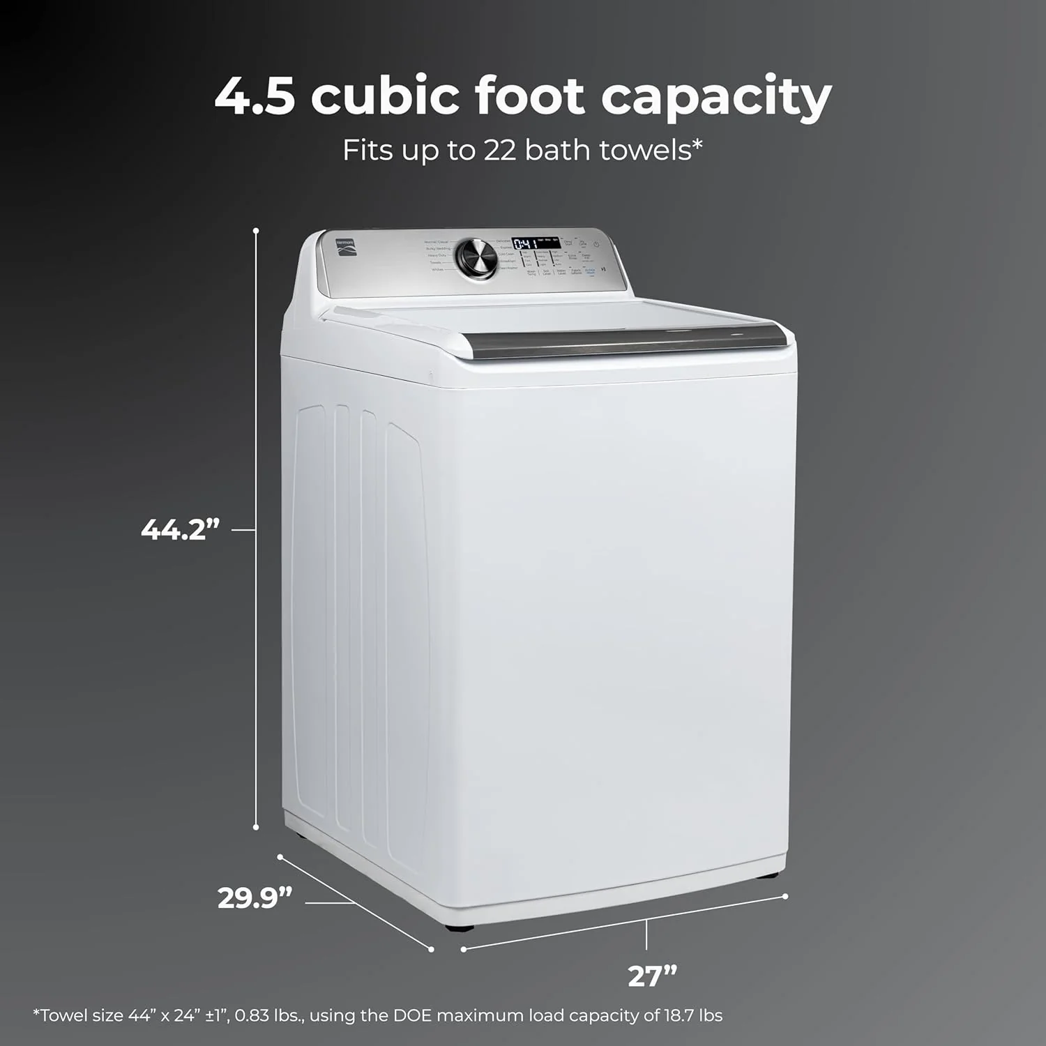 Laveuse à chargement par le haut Kenmore de 4,5 pi³ avec turbine à triple action pour les taches tenaces