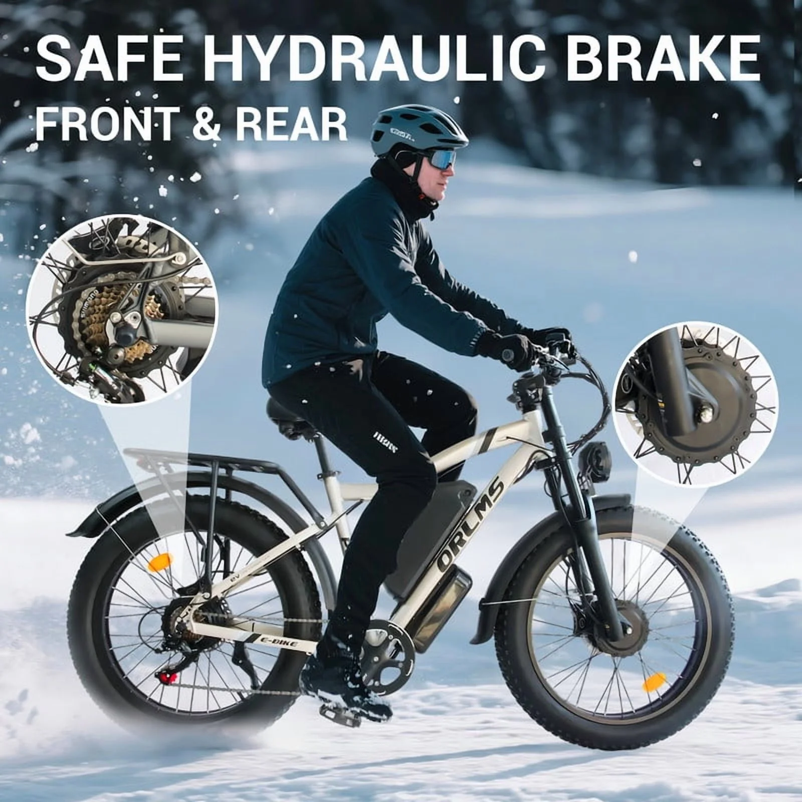 3000W(Peak)Motor 190NM Electric Bike MX500 for Adults,with 52V25Ah Battery e bicycles,24" Fat Tire All-Terrain Electric Bicycle for Adult, Max 37MPH Ebike,7-Speed UL2849(gold) - Image 8