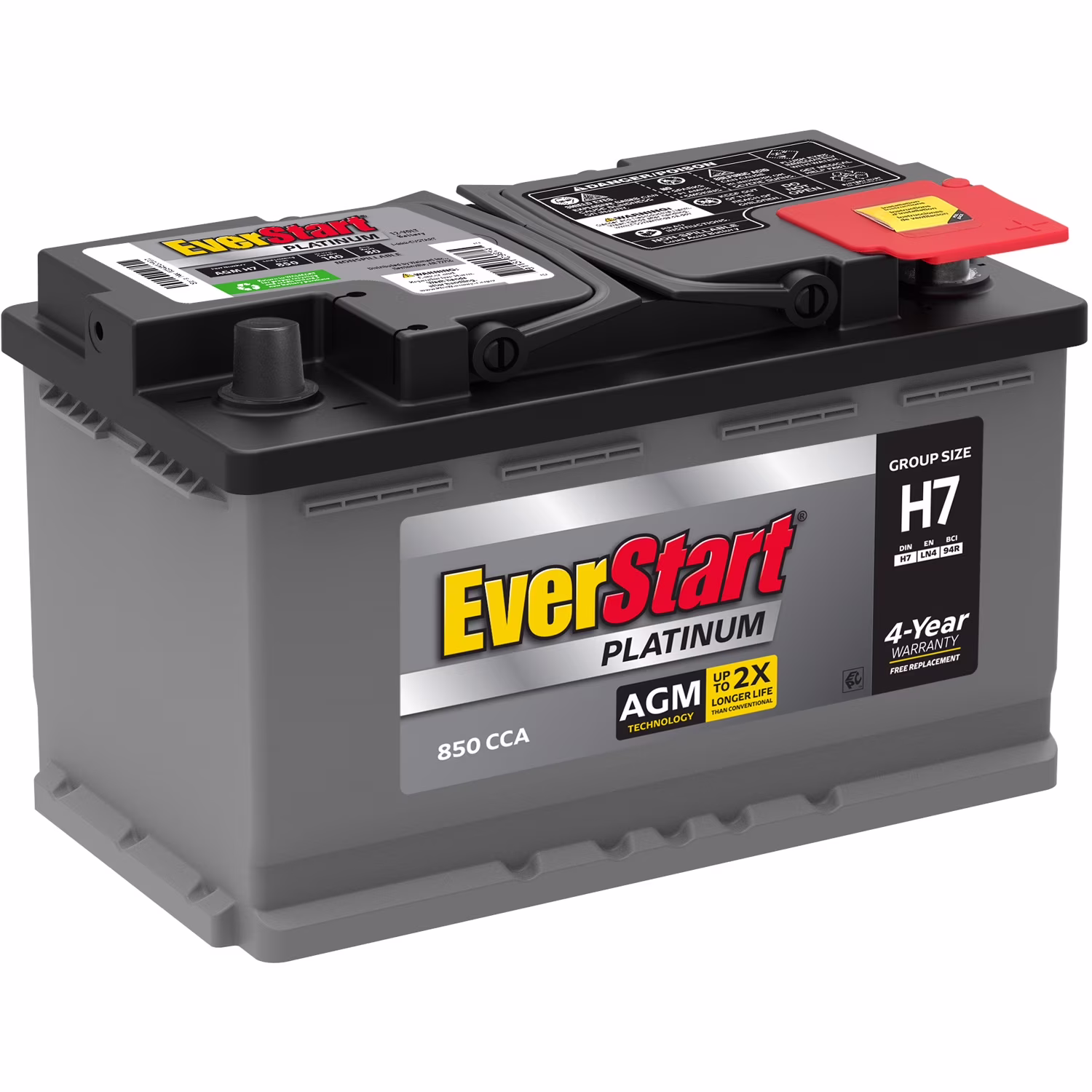 Platinum AGM Automotive Battery, Group Size H7 / LN4 / 94R 12 Volt, 850 CCA