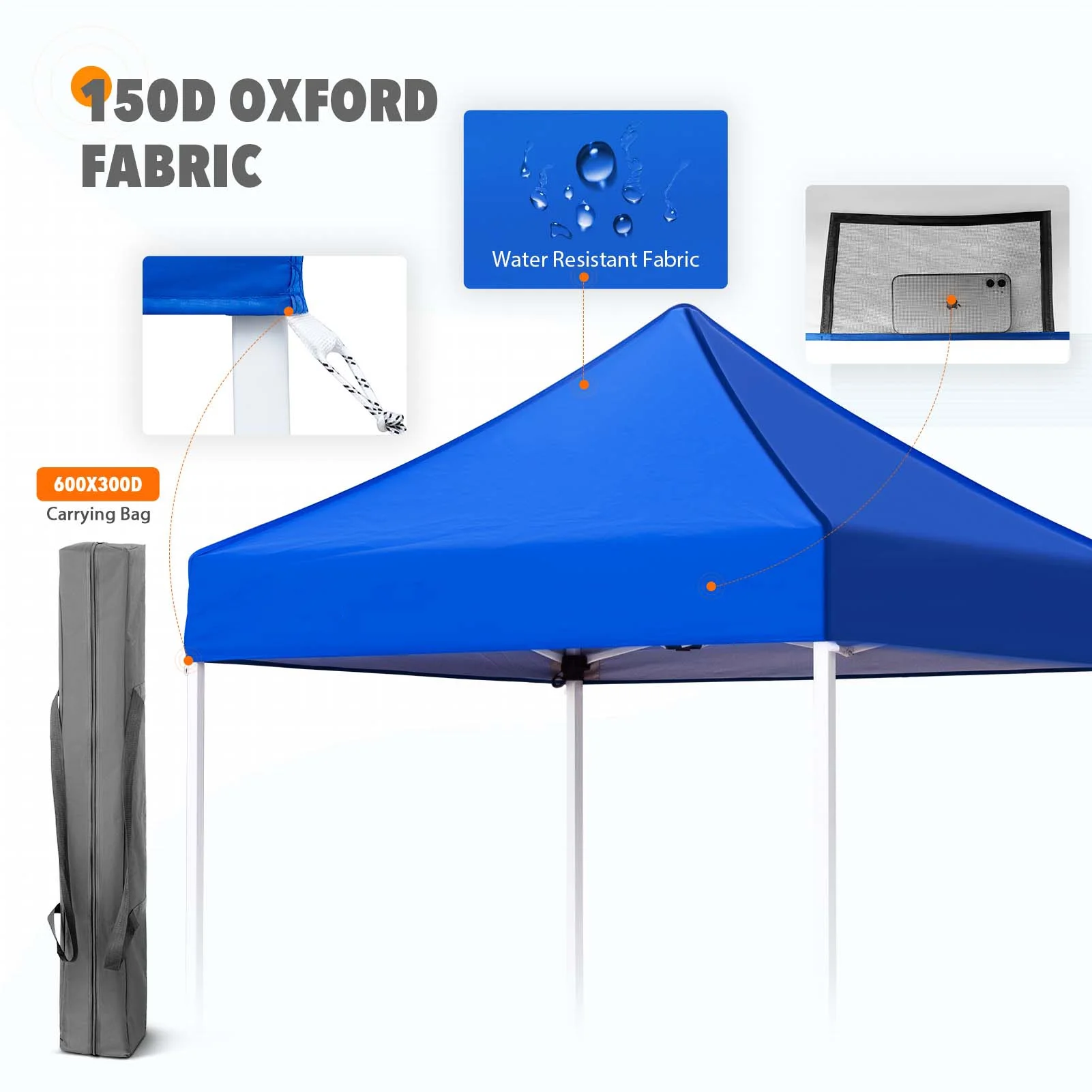 5x5 Pop Up Canopy Tent Instant Outdoor Canopy Easy Set up Straight Leg Folding Shelter(Blue)(Blue) Image 6