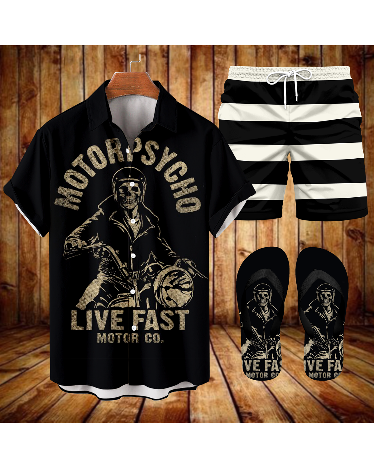Ensemble trois pièces Suitmens pour homme, chemise imprimée moto modifiée, réf. 065
