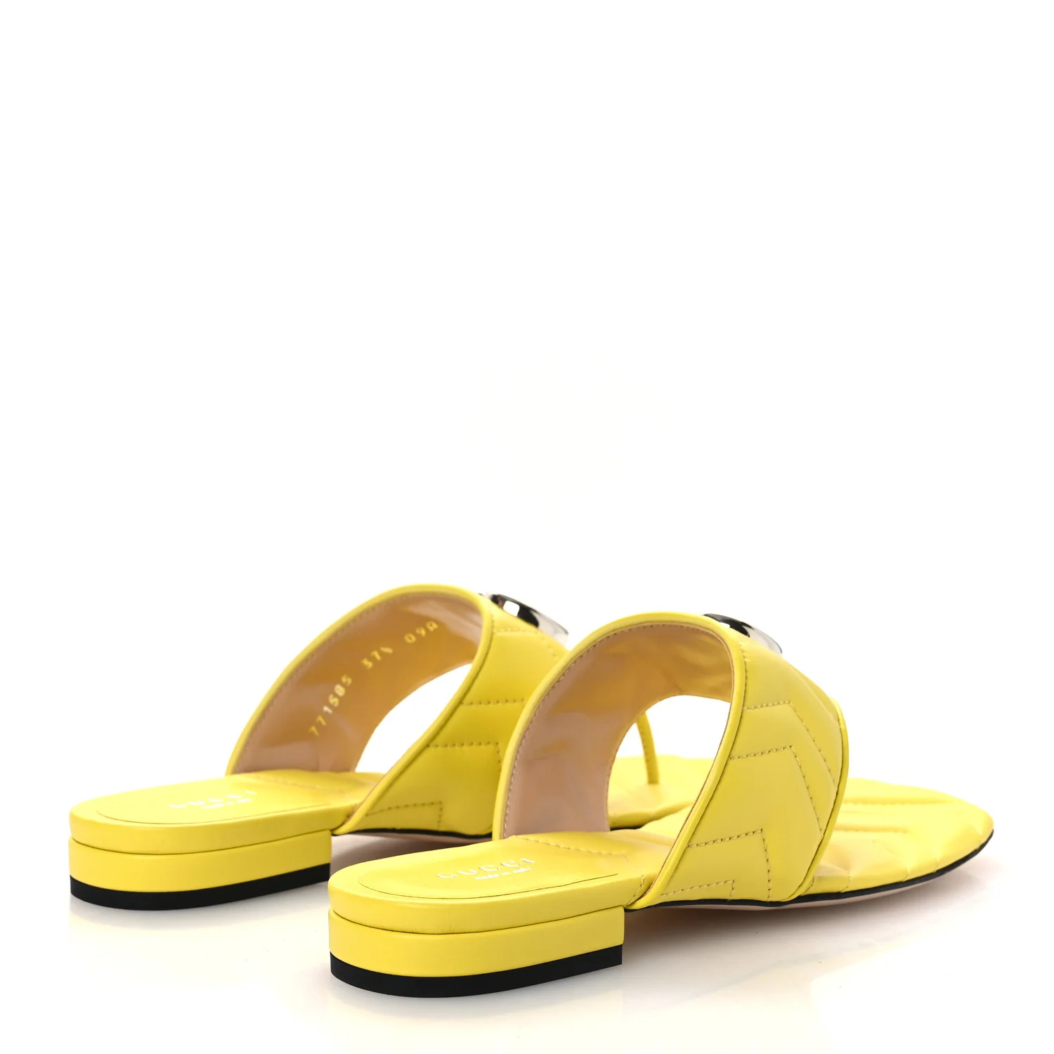Nappa Charlotte Double G Marmont Thong Sandals 37.5 Acid Lime