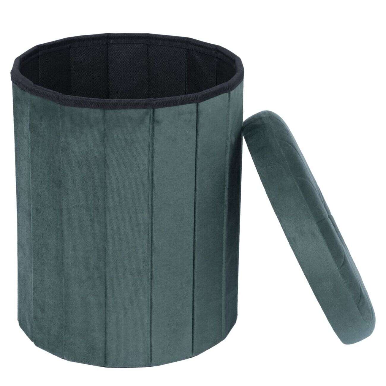 Pouf coffre rond Clara vert Ø31xH37,5cm