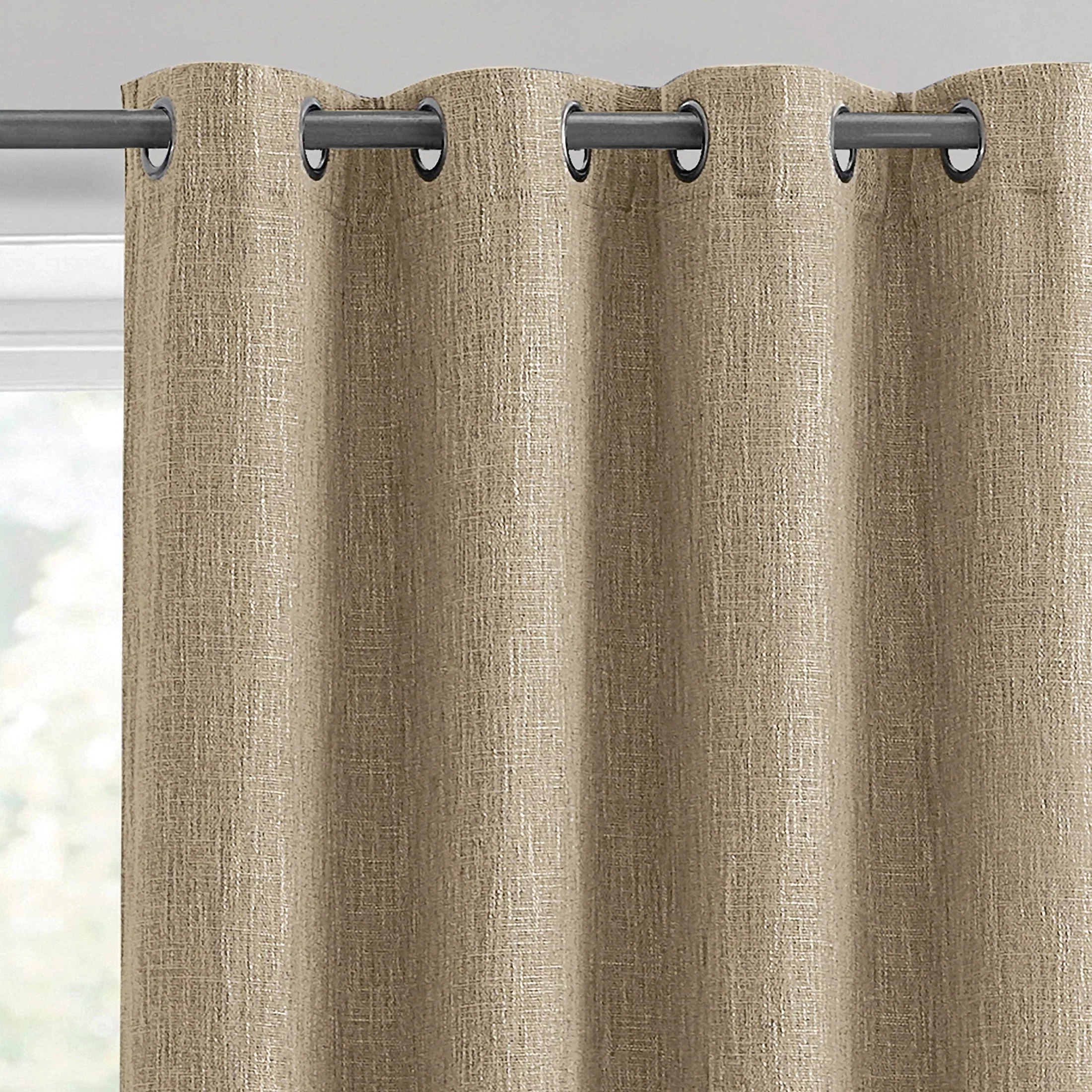 Tan Textured Woven Blackout Curtain Panel, Better Homes & Gardens, 50 x 63